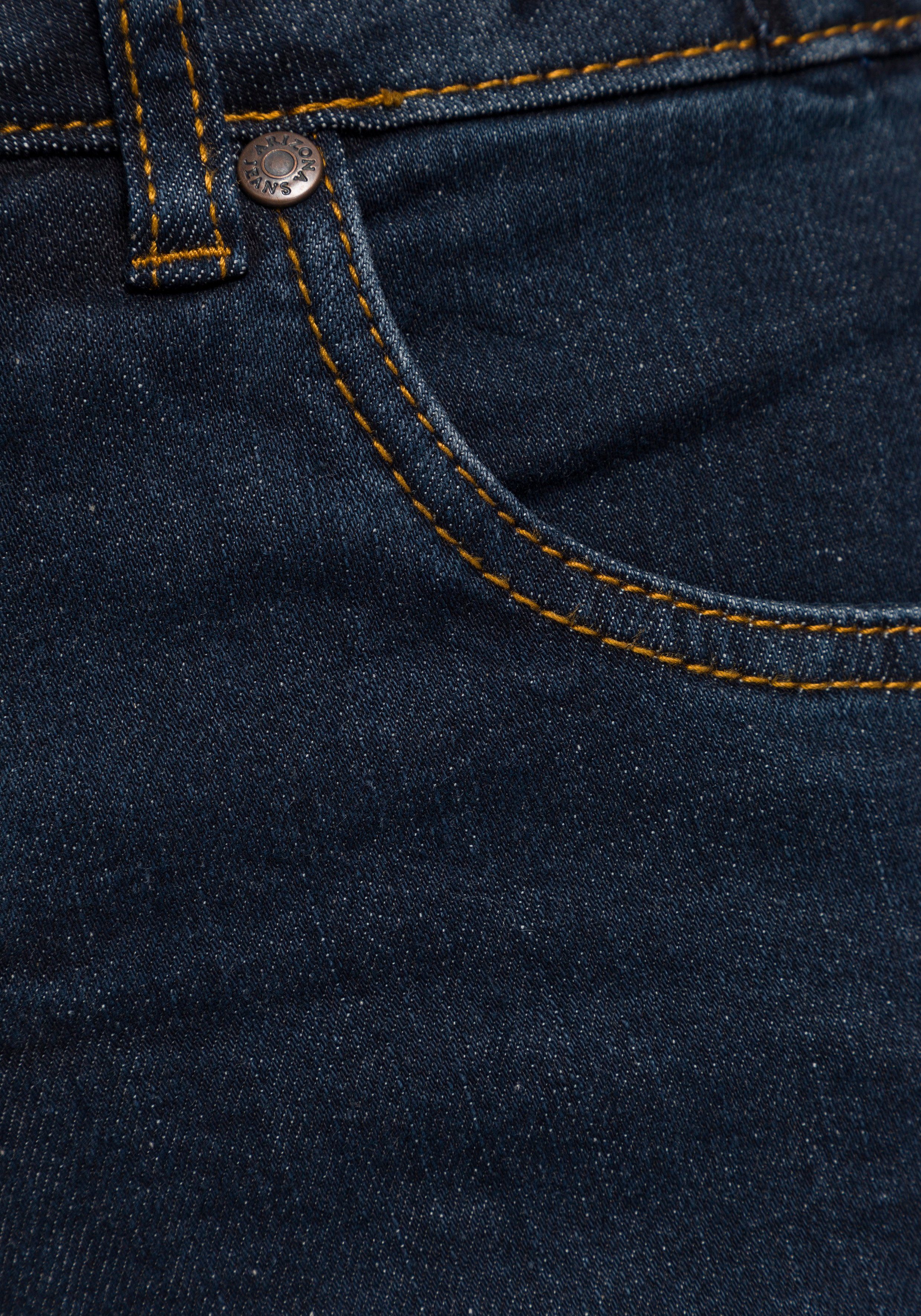 Arizona Slim fit jeans Tailleband met zij-elastiek inzet smalle pasvorm, skinny jeans, used-wassing, hoge taille