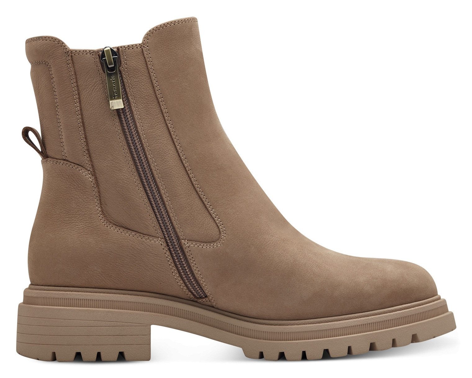 Tamaris Chelsea-boots blokhak, combat boots, enkellaars met stretch-inzet