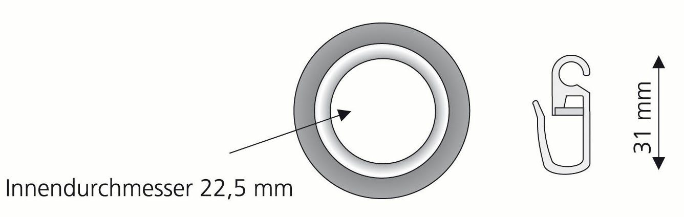 Liedeco Gordijnring stijlring, ringen voor gordijnroedes 16 mm "Esperanca" (10 stuks)