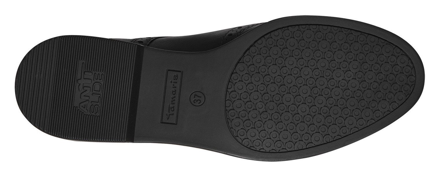 Tamaris Veterschoenen , blokhak, businessschoen, lage schoen met lyra-perforatie
