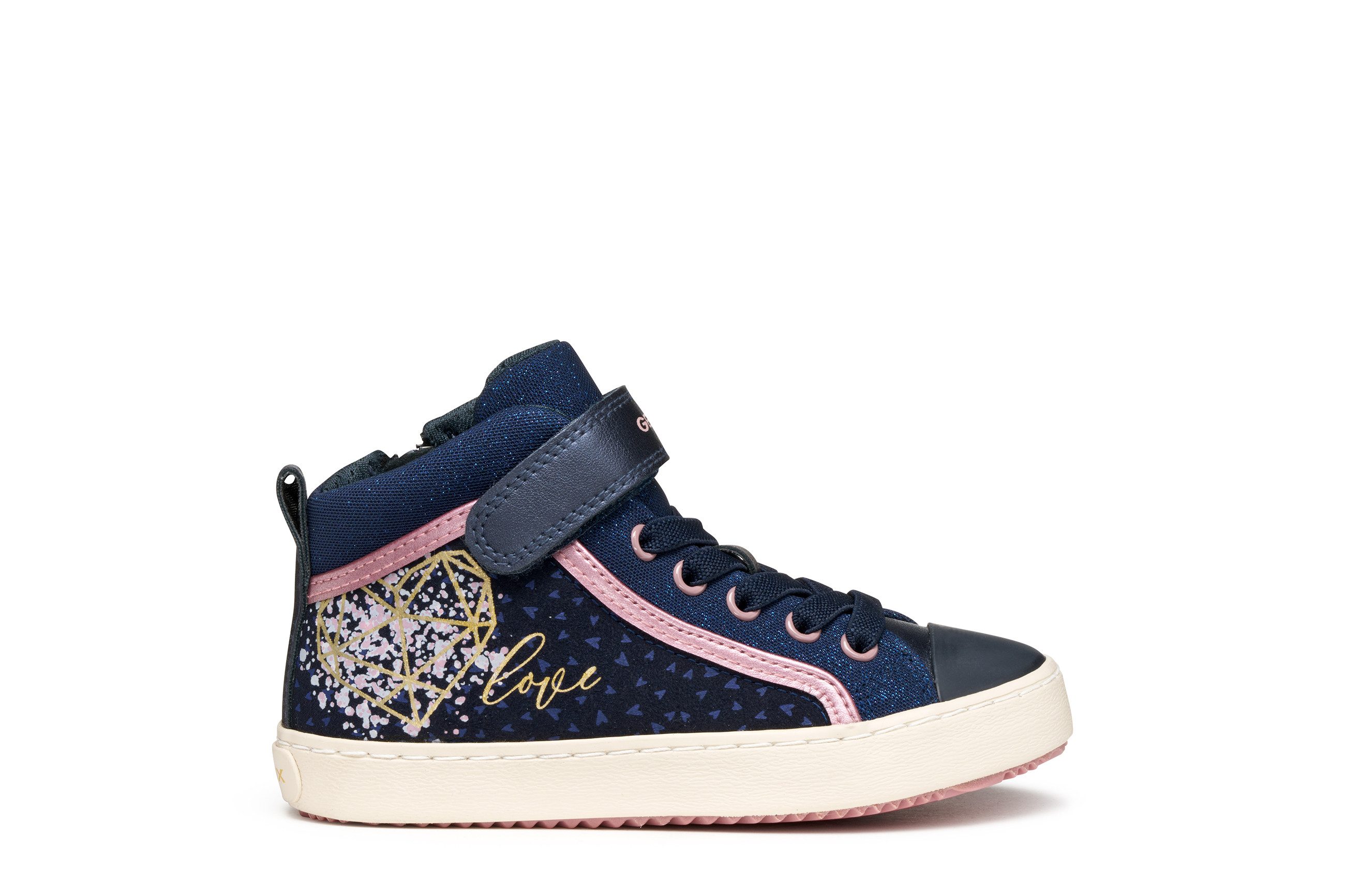 Geox Sneakers J Kalispera Girl Veterboots, glitterschoen met elastiek, maatsjabloon om te downloaden