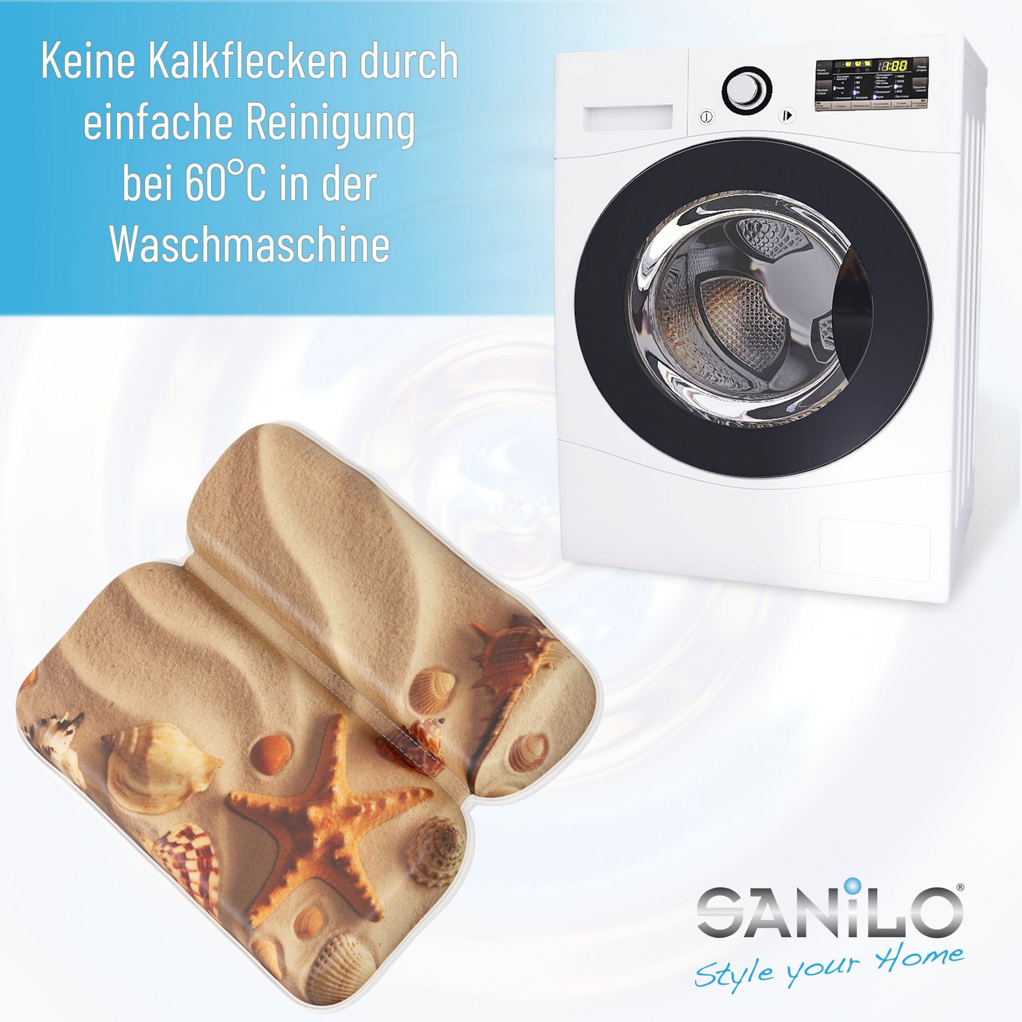 Sanilo Nekkussen Badkussen Sanibel comfortabel, antislip, volle kleuren, met 7 prima zuignappen