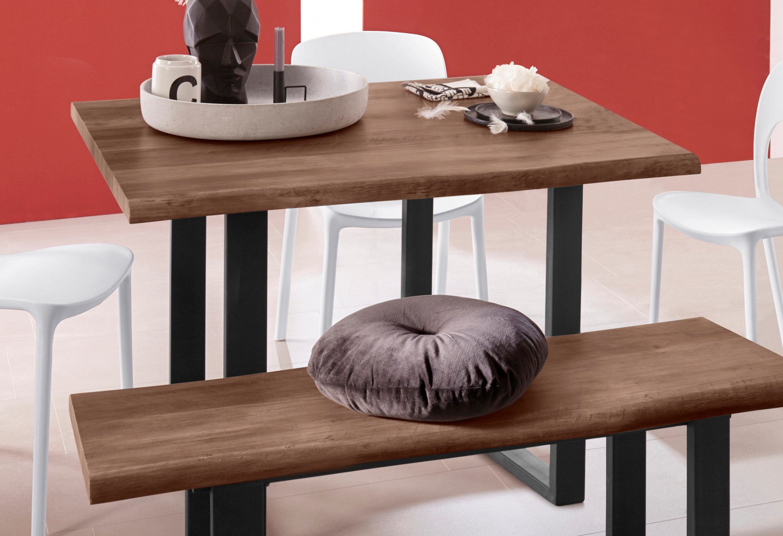 INOSIGN tafel van hout »Selina« met mooi metalen frame en houtlook met