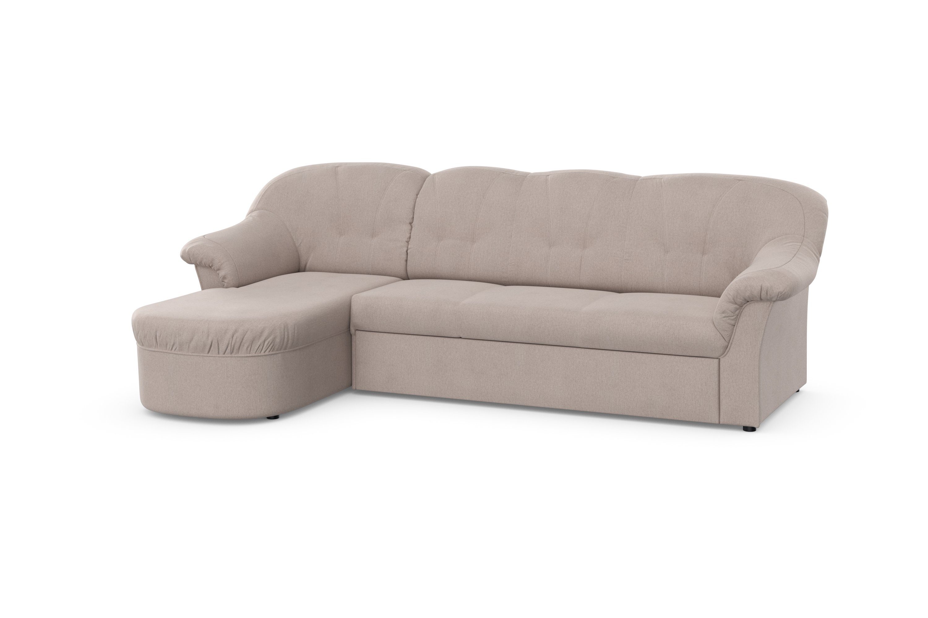 DOMO collection Hoekbank Pegnitz, elegante rugstepping, compacte afmetingen 238/141cm, L-vorm