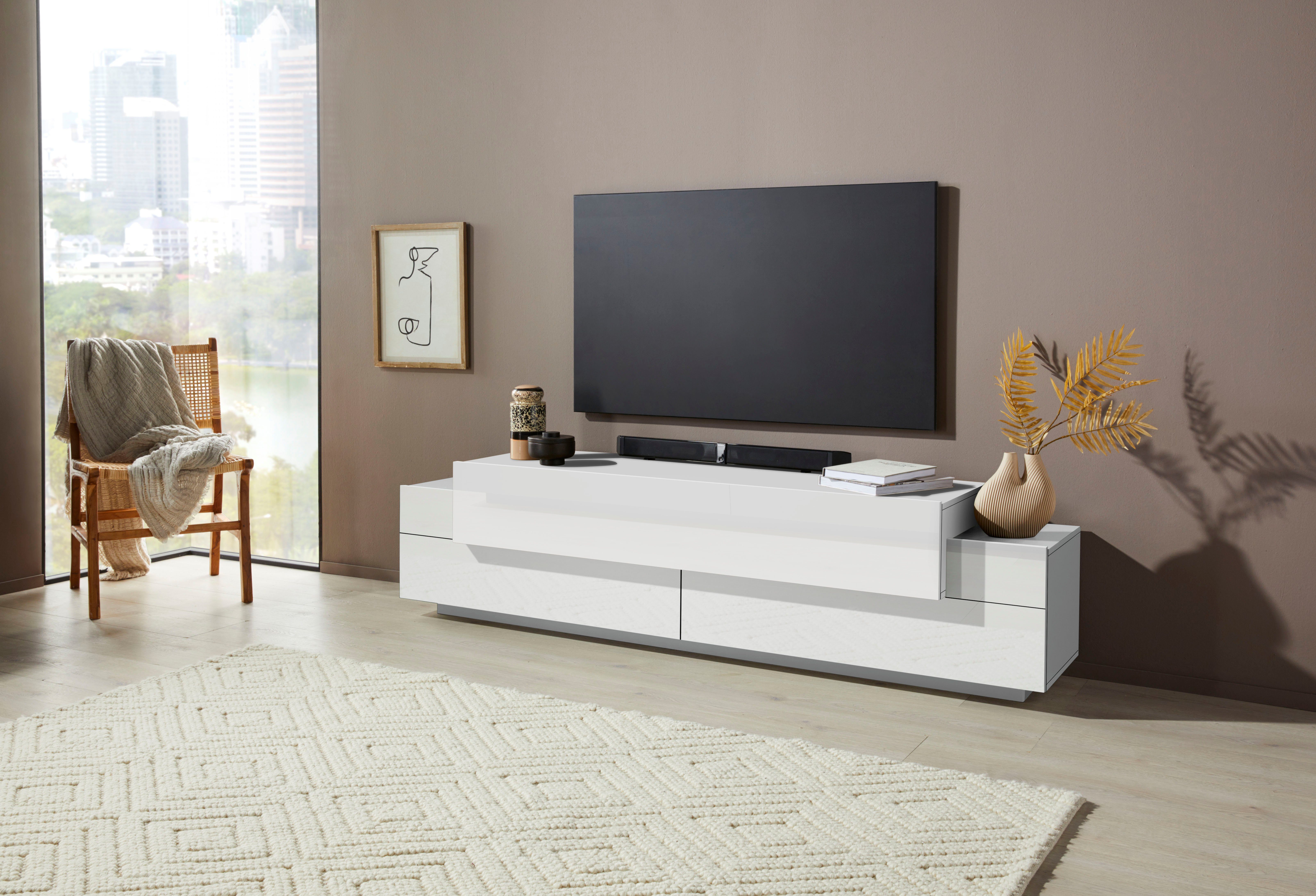 INOSIGN Tv-meubel Coro, lowboard, TV-commode, TV-meubelen, TV-bank met 3 kleppen waarvan 2 met push-to-open functie, breedte 200 cm