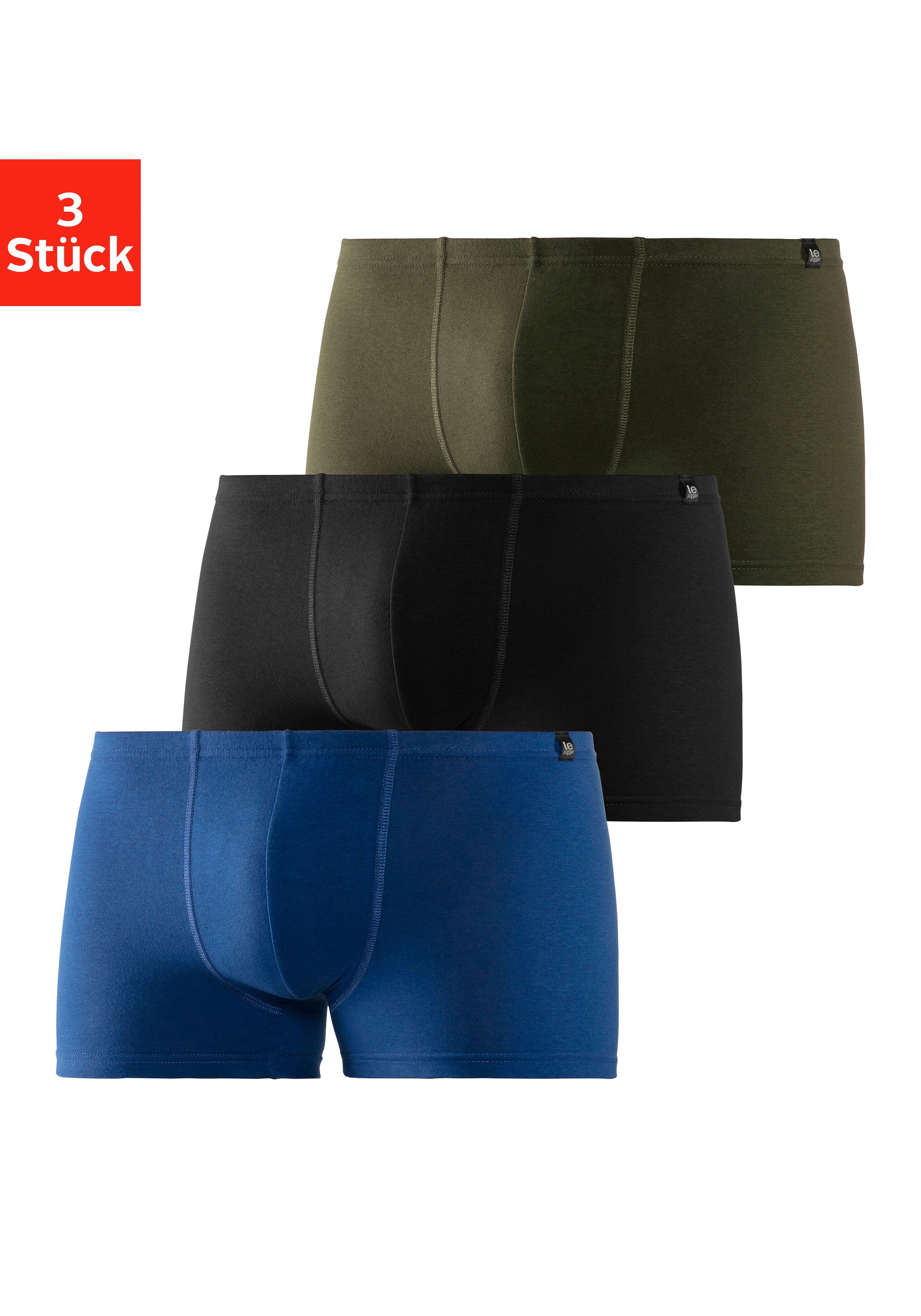 le jogger Boxershort voor heren smalle taille met merkembleem (set, 3 stuks) heren boxershorts maat L (6) blauw