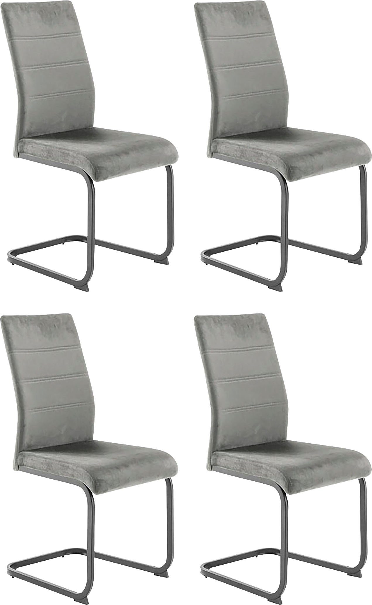 MCA furniture Vrijdragende stoel MCA TICINO schommelstoel (4-pack), schommelstoelen, schommelaar, comfortabele zithoogte ca. 48 cm zweefstoelen grijs