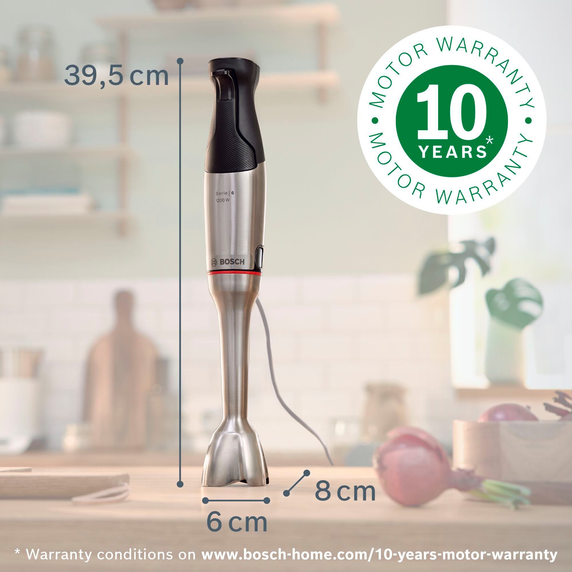 BOSCH Staafmixer ErgoMaster Serie 6 MSM6M810, 4 messen, mixvoet roestvrij staal, zwart