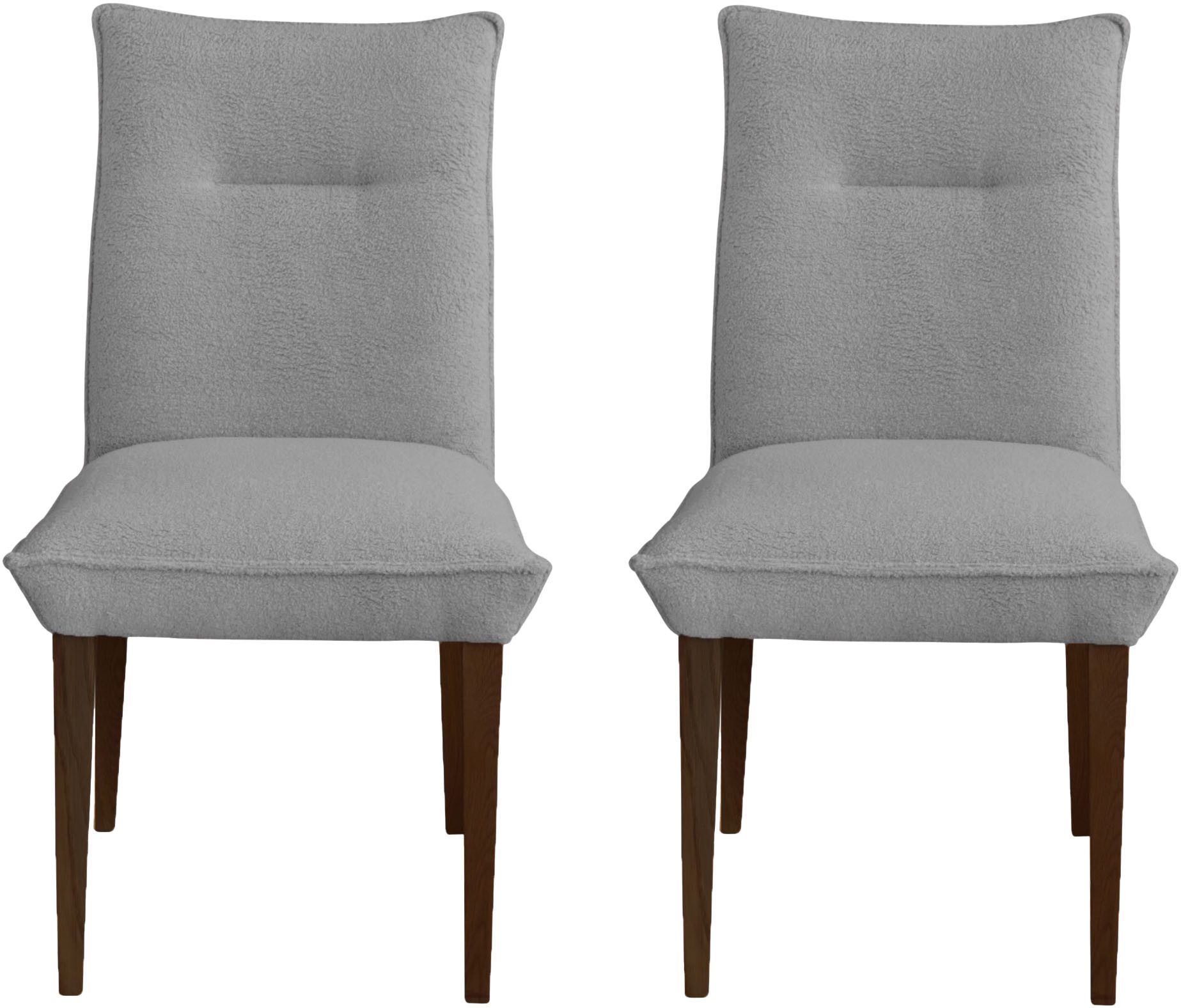 Home affaire Stoel met 4 poten Atena Frame van massief beukenhout, bekleding teddy-look (set) houten stoelen grijs
