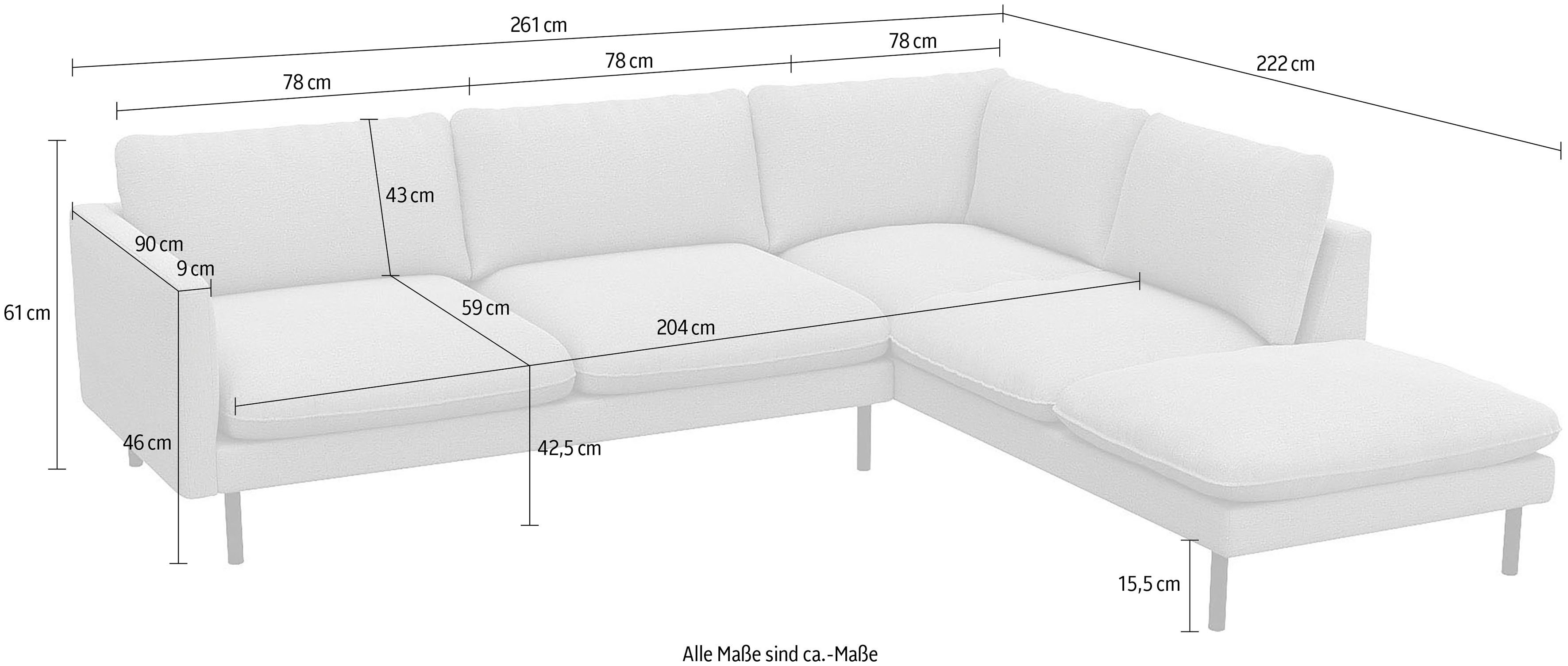 FLEXLUX Hoekbank Bolzano designbank, comfortabel door koudschuim in de zitting, L-vorm