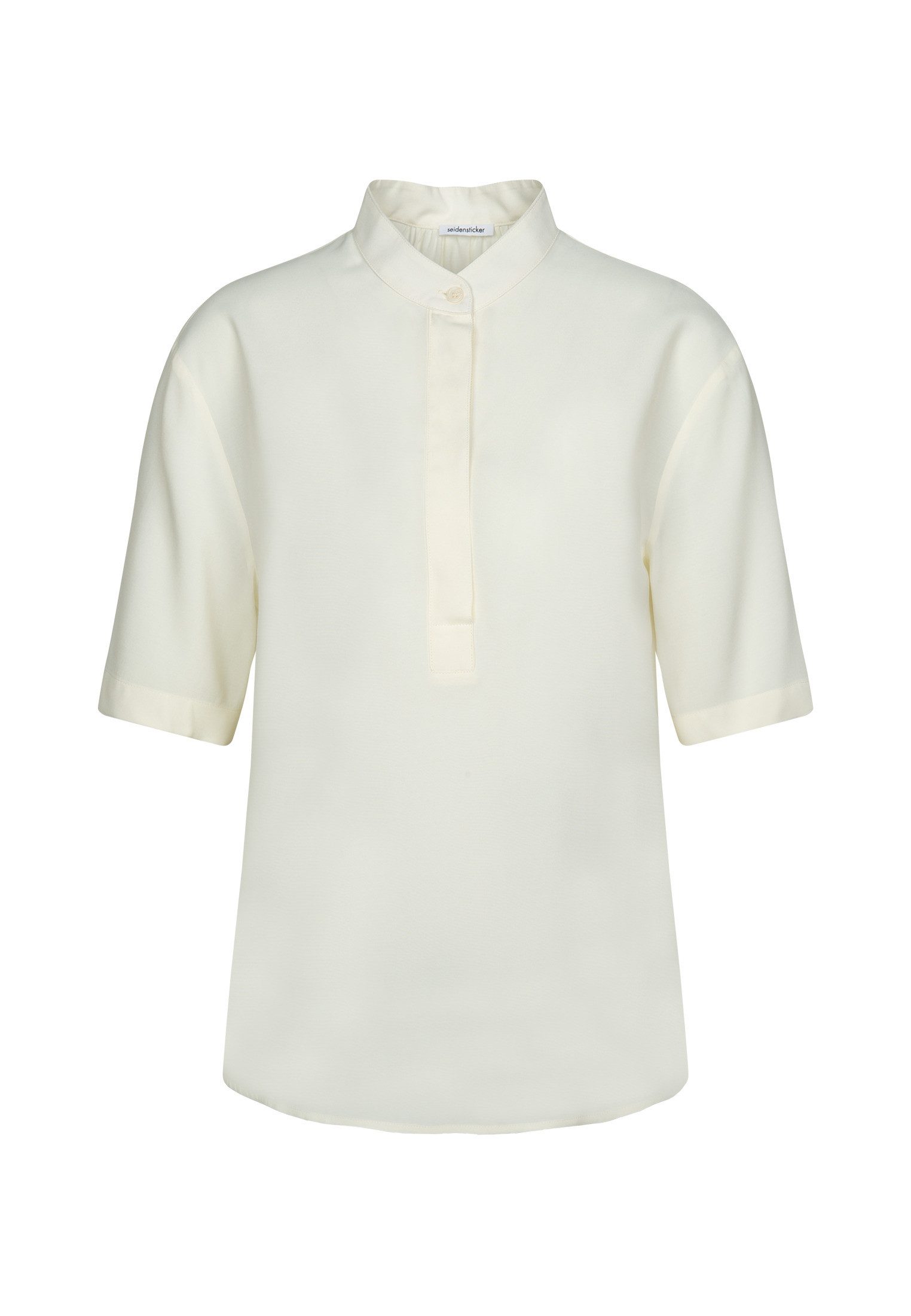 seidensticker Shirtblouse Zwarte roos Korte mouwen ronde hals uni