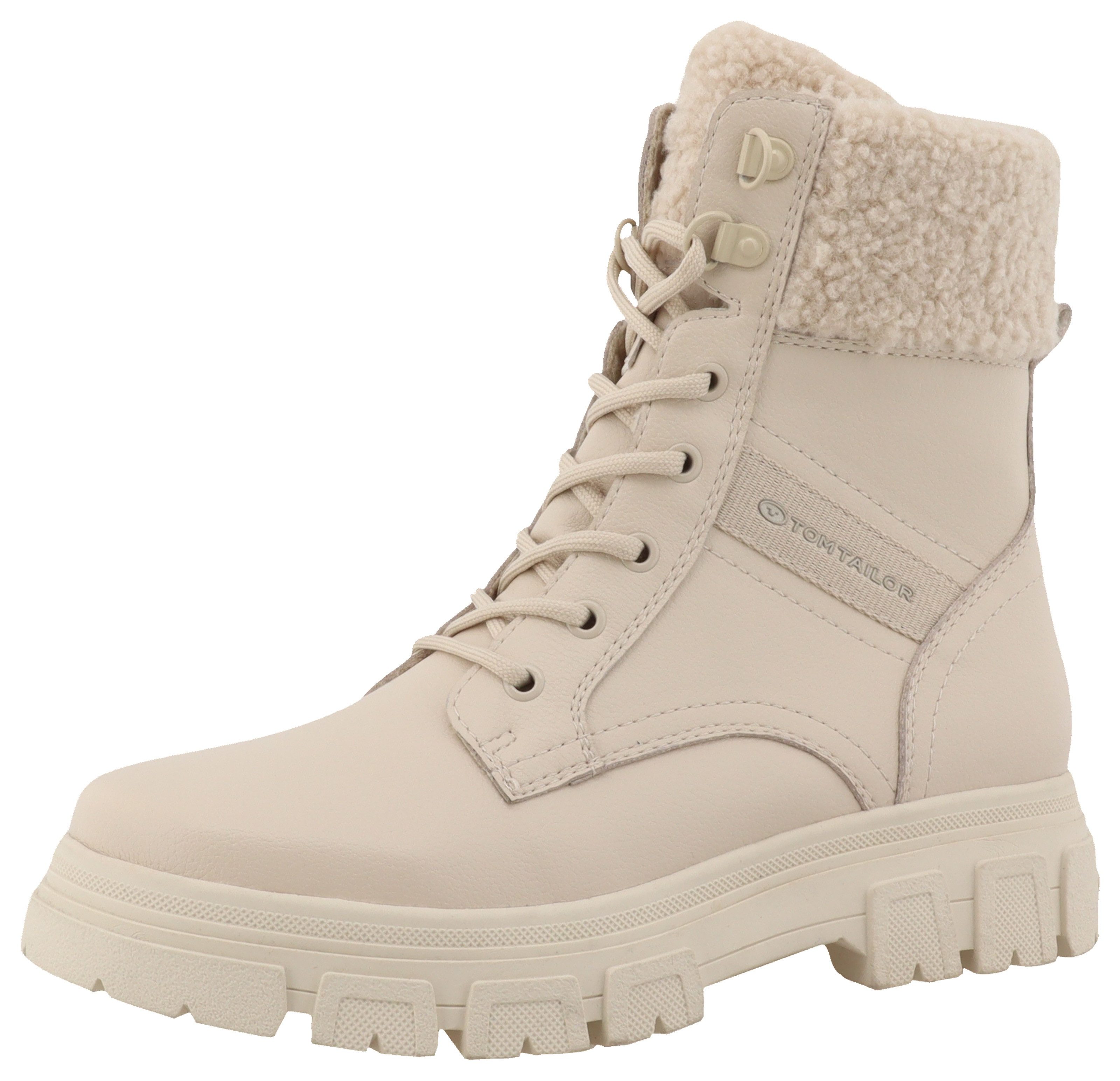 Tom Tailor Winterlaarzen blokhak, veterschoenen, met binnenrits, breedte g dames winterlaarsjes maat 41 EU beige