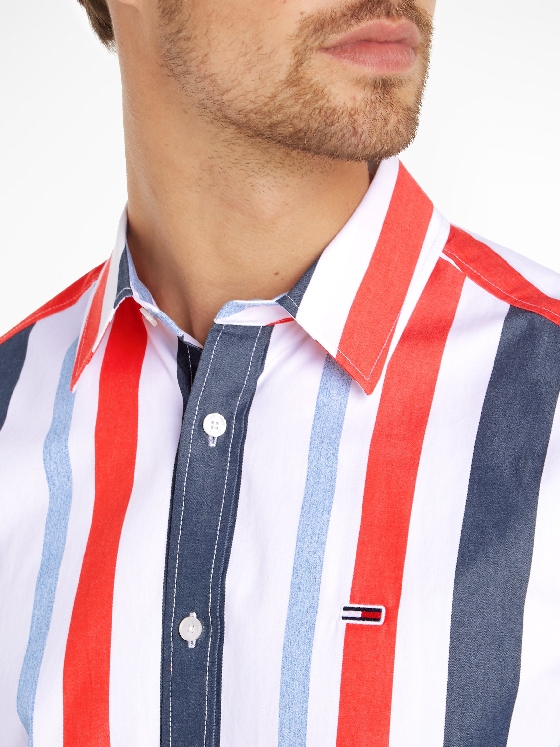 TOMMY JEANS Overhemd met korte mouwen TJM RLX STRIPES SHIRT met veelkleurige strepen