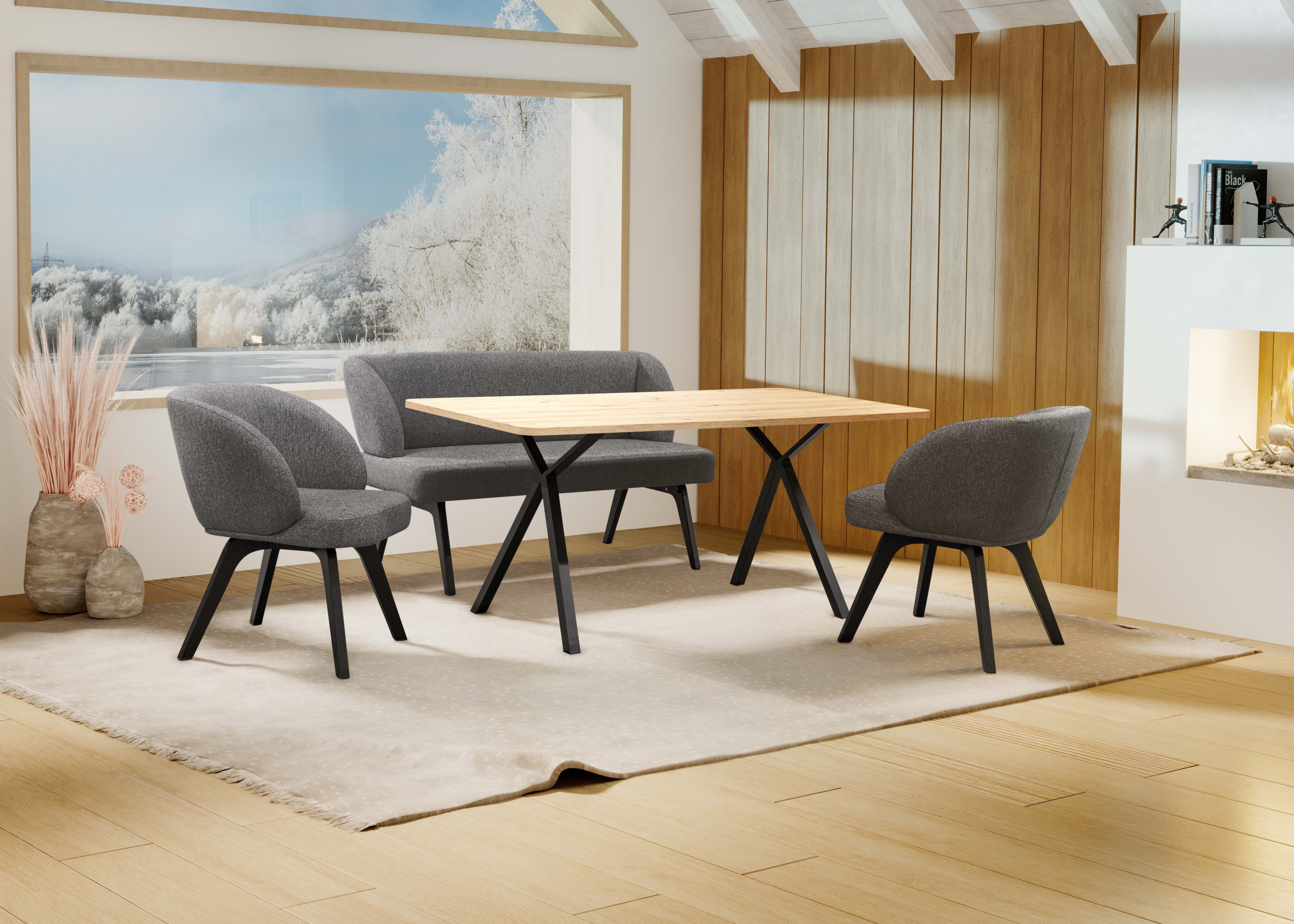Home affaire Eethoek Aretha eettafelbank, zitgroep, keukenbank, gestoffeerde bank Eetkamer zitgroep, tafel, stoelen en bank gestoffeerd, Nosag-vering (4-delig)
