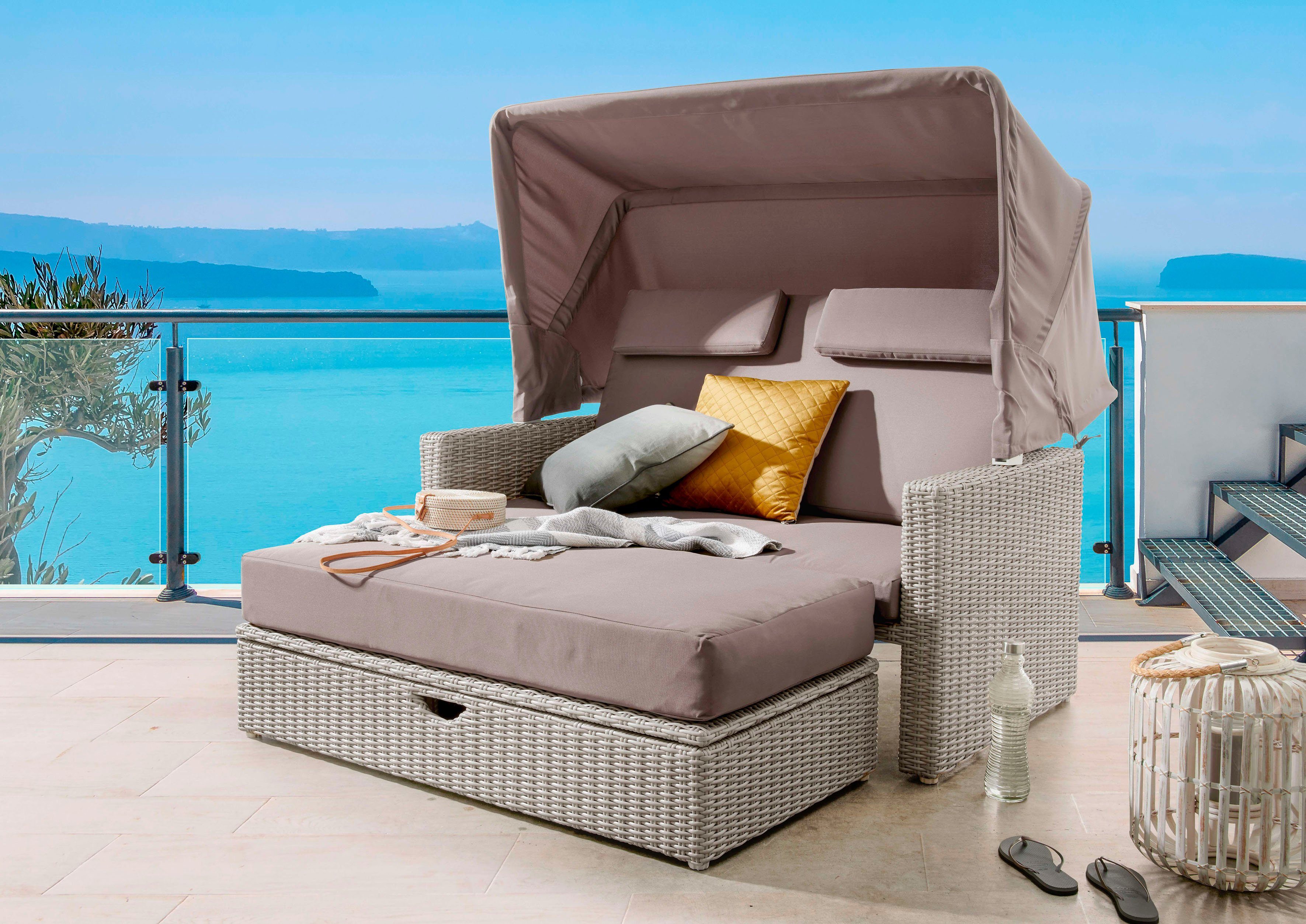 Destiny Tuinmeubelset Florence Multifunctionele loungeset wit- grijs mêlee, met bekleding (5-delig)