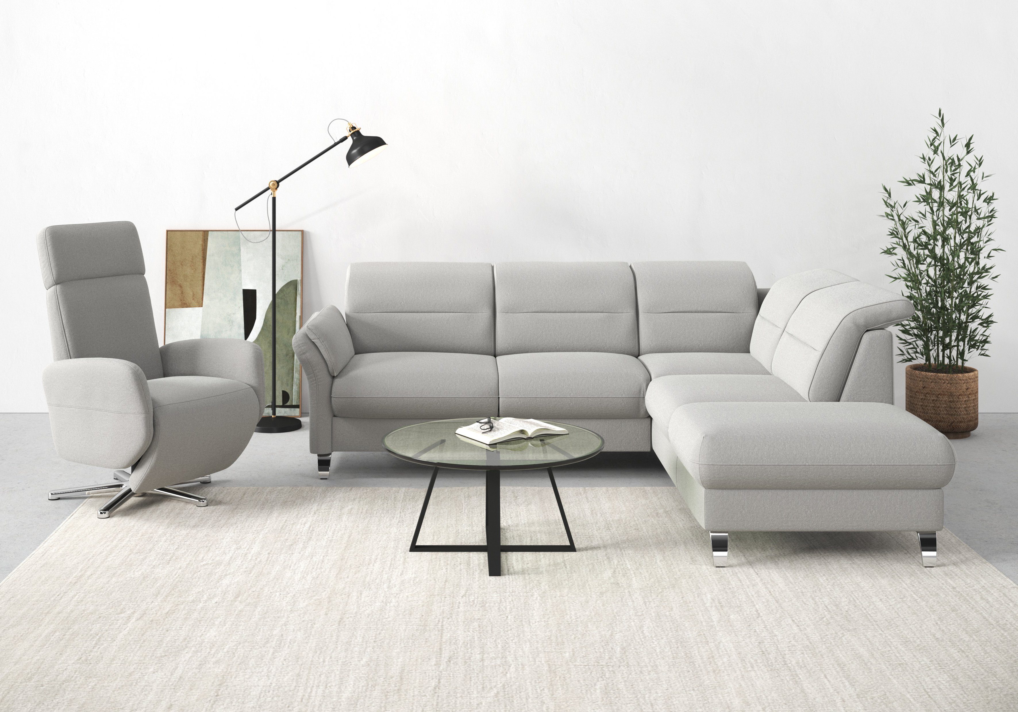 sit&more Relaxfauteuil Grenoble, incl. hoofdsteunverstelling en bekabelde afstandsbediening