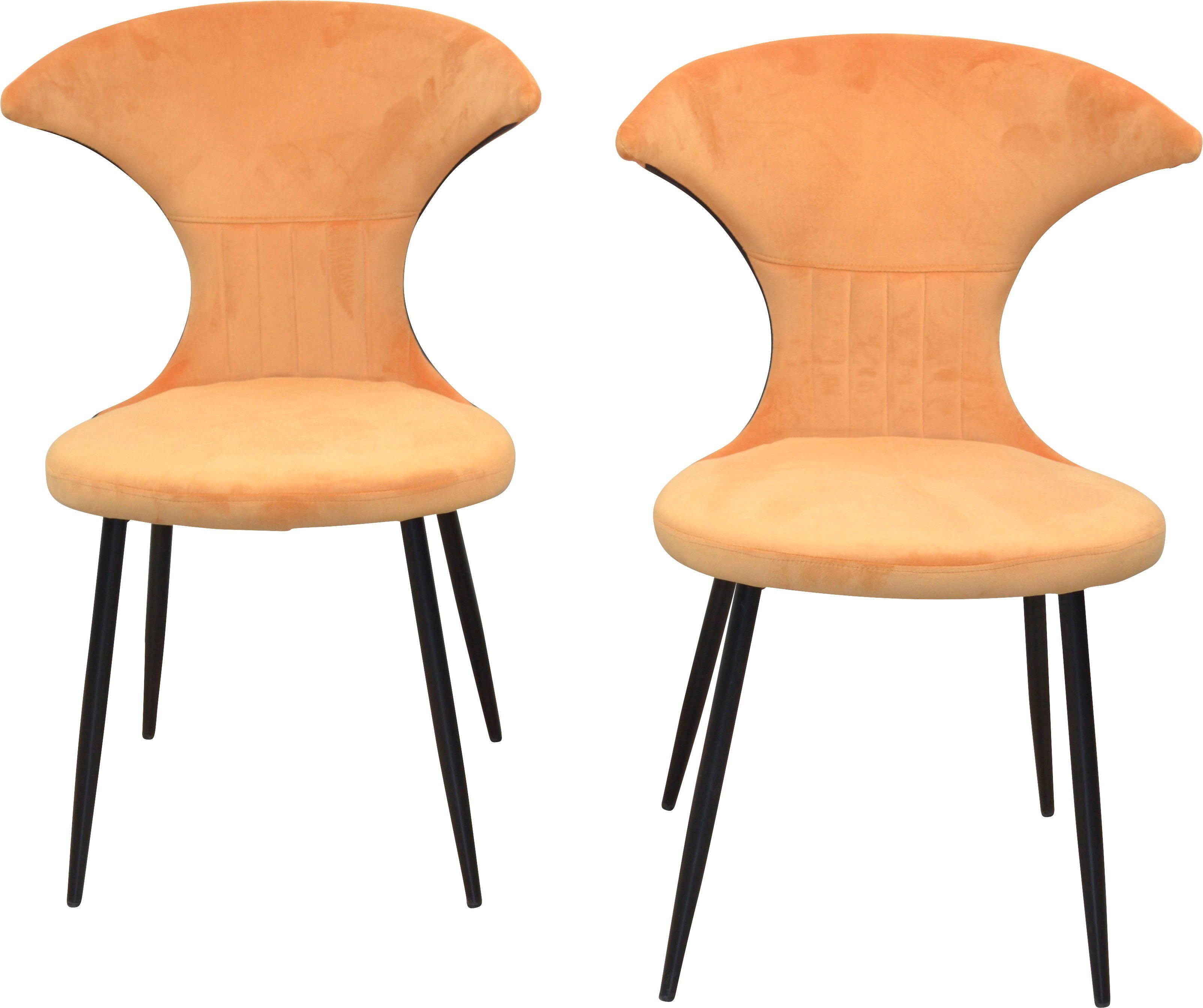 INOSIGN Stoel met 4 poten Frame van stalen buis, zitting en rugleuning gevuld met schuimstof (set, 2 stuks) gestoffeerde stoelen oranje