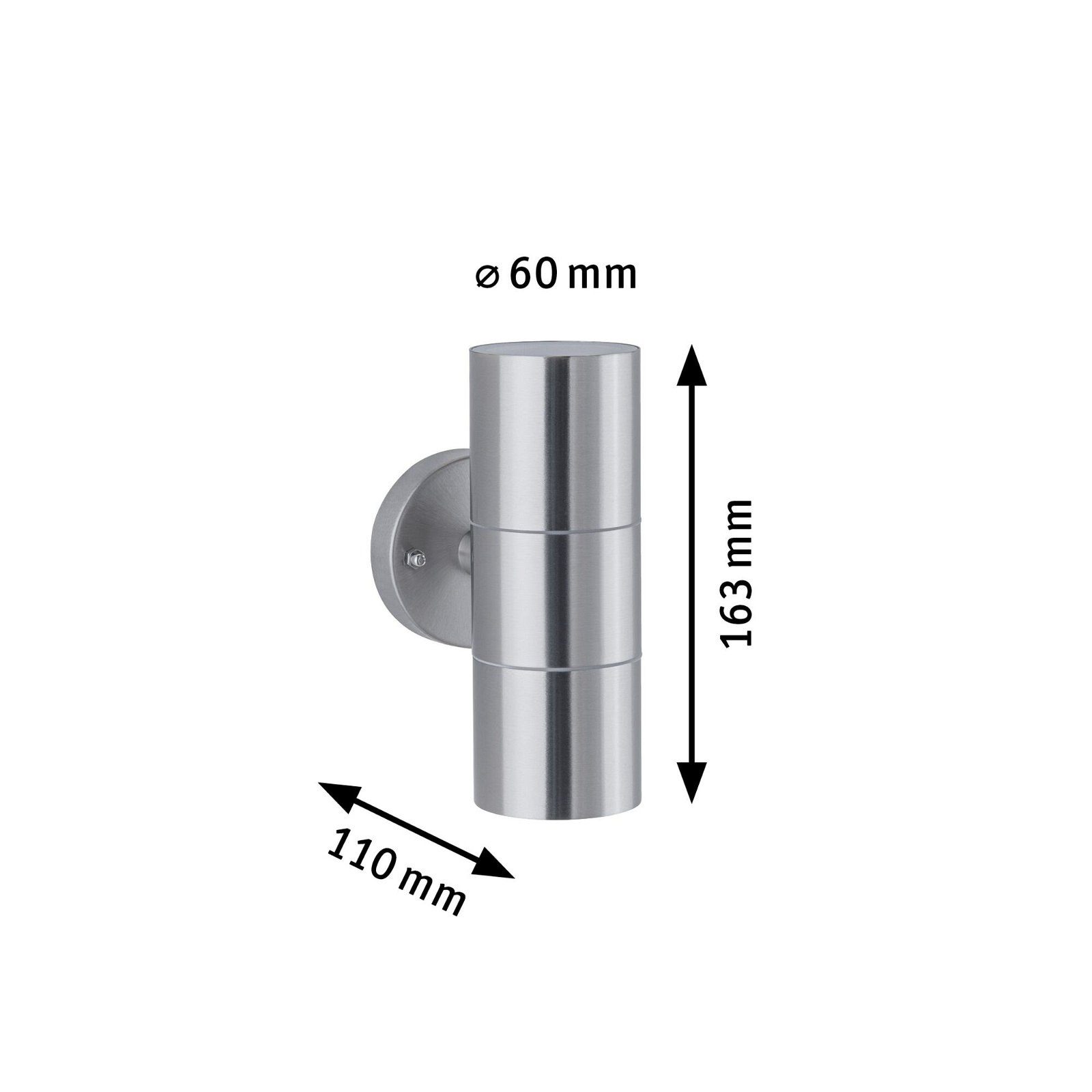 Paulmann Wandlamp voor buiten Flame IP44 60mm max. 2x10W 230V Geborsteld RVS (1 stuk)