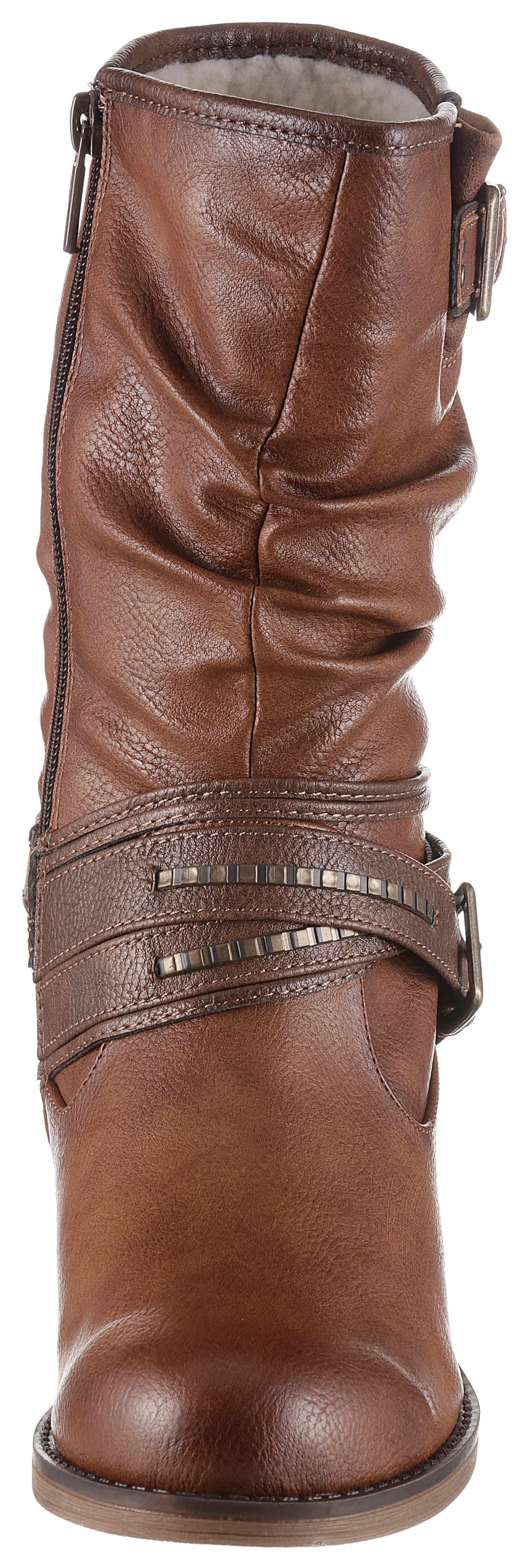 Mustang Shoes Winterlaarzen , enkellaarsjes, winterlaarzen met decoratieve gespen aan de slouchy schacht