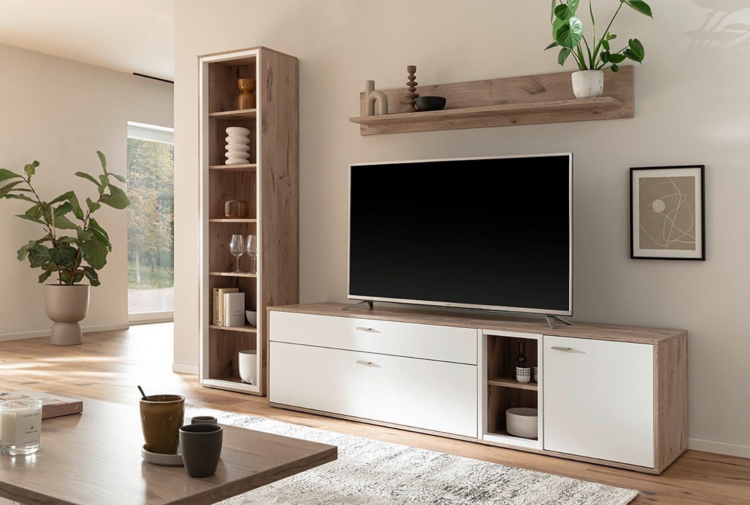 MCA furniture Wandmeubel SANTERNO Woonkamer set (3-delig), deuren & lades gedempt, breedte 264 cm (complete set, 3-delig)