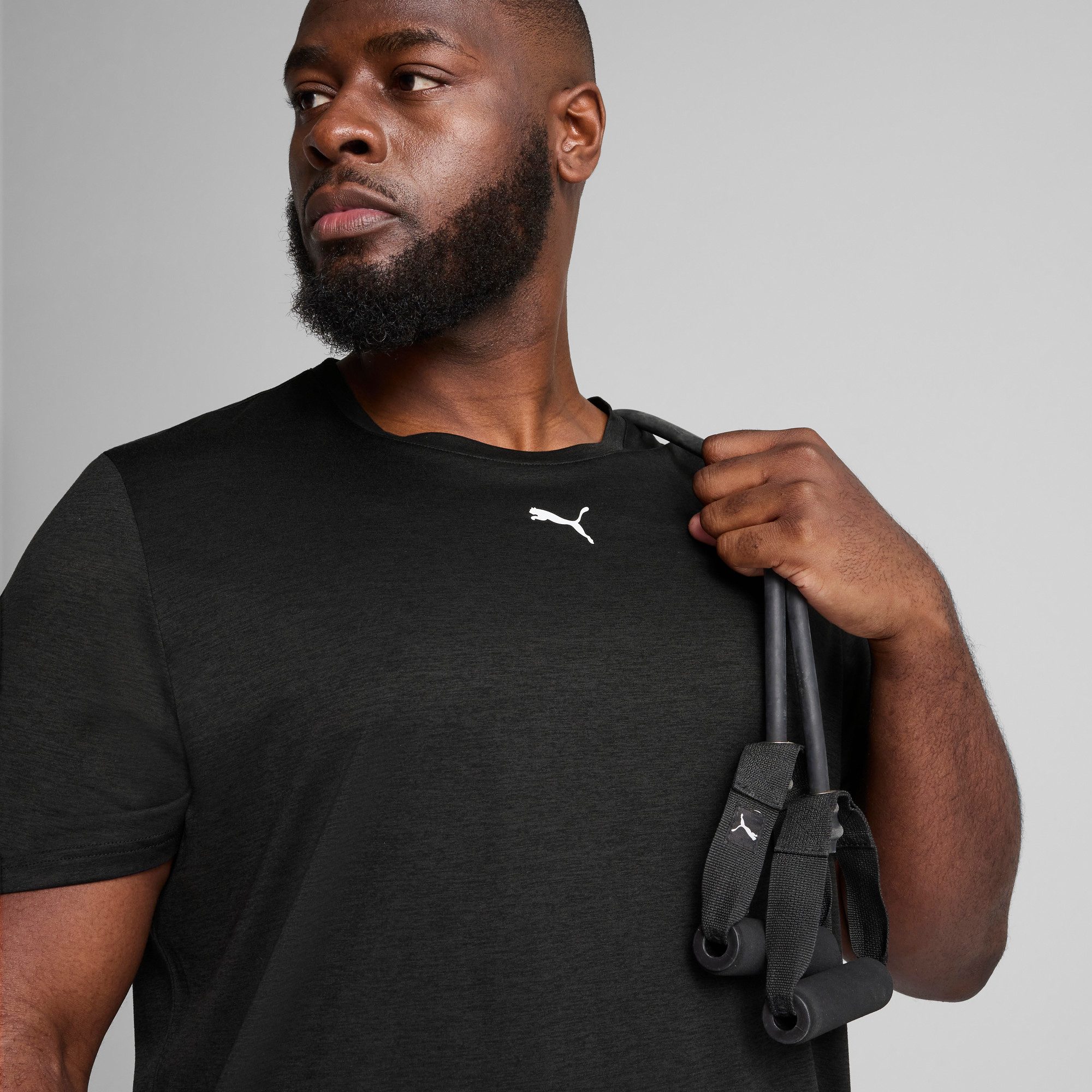 PUMA Trainingsshirt M TAD ESSENTIALS HEATHER CAT TEE (CF SMALL CAT) heren shirts maat L zwart