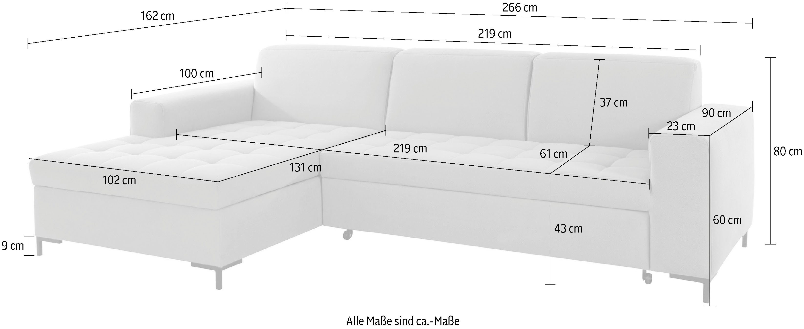 OTTO products Hoekbank Grazzo L-vorm hoogwaardige stoffen van gerecycled materiaal, stiksels op de zitting