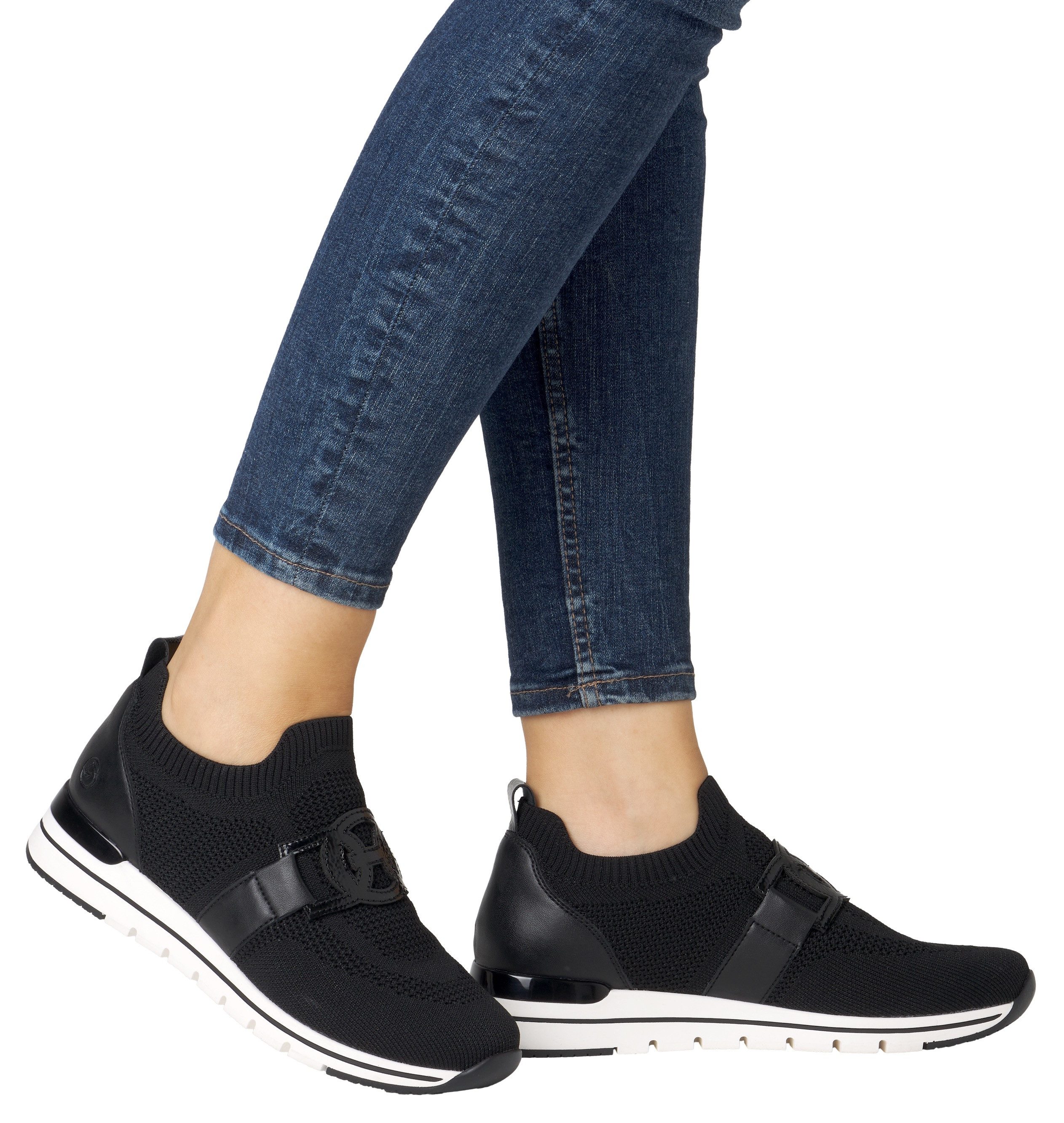 Remonte Slip-on sneakers , vrijetijdsschoen, lage schoen, slipper met elastische band aan de schacht