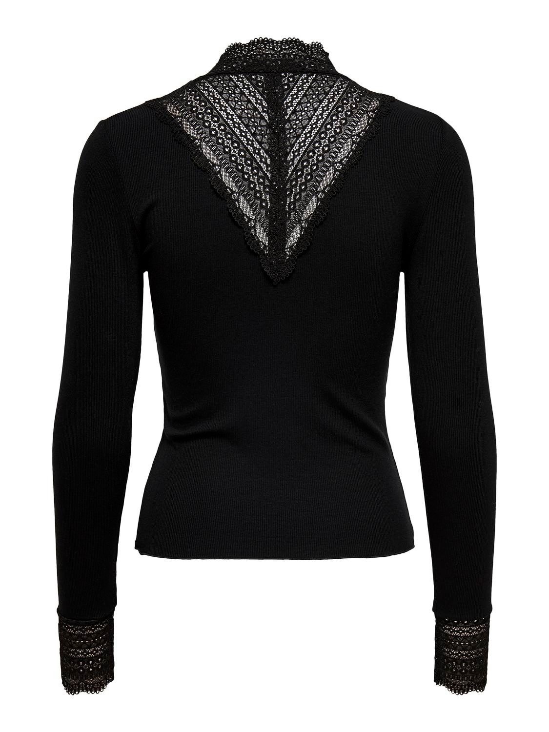 Only Kanten shirt ONLTILDE L/S HIGH NECK LACE TOP JRS
