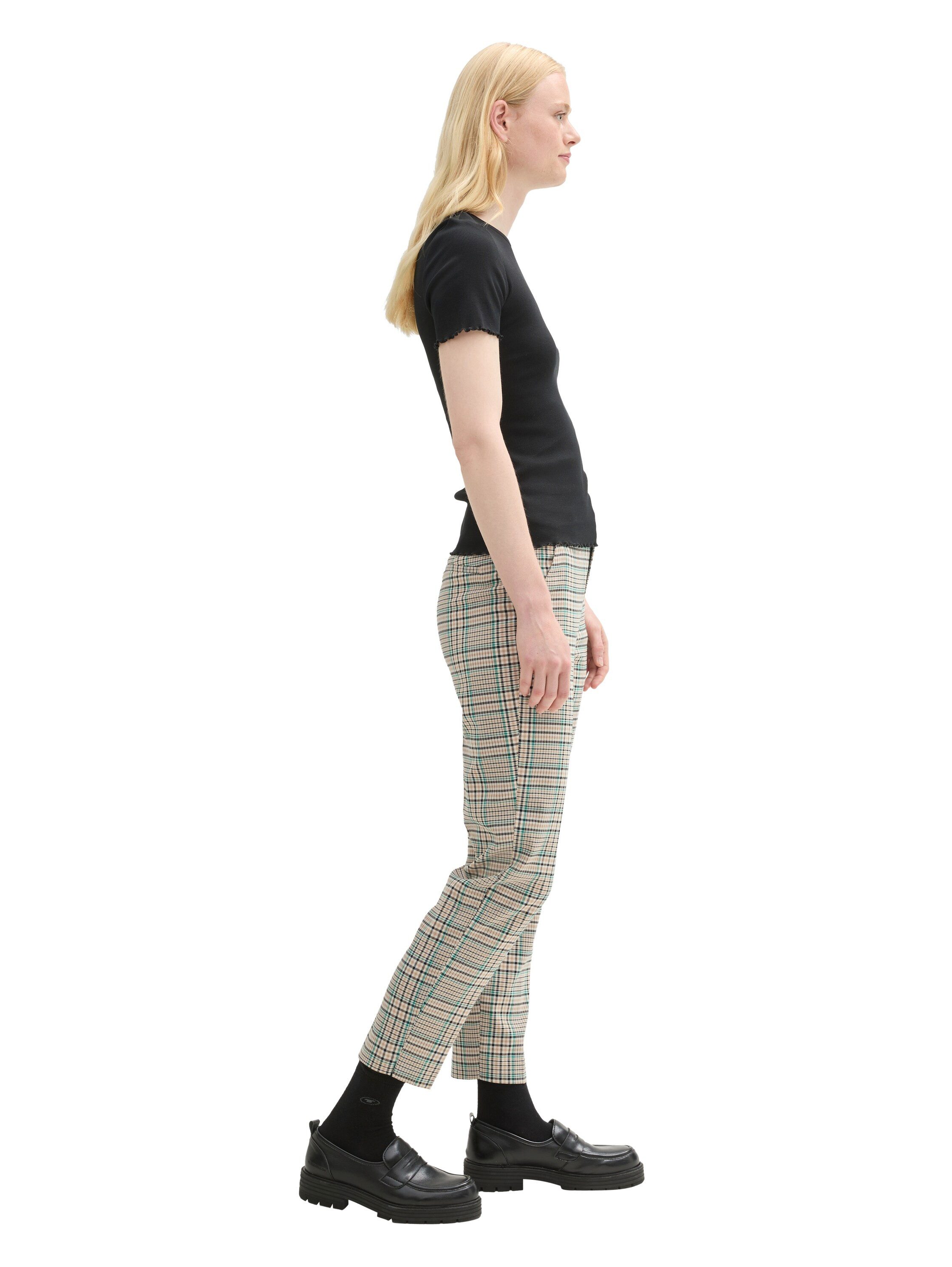 Tom Tailor Denim Geweven broek geruit met viscose