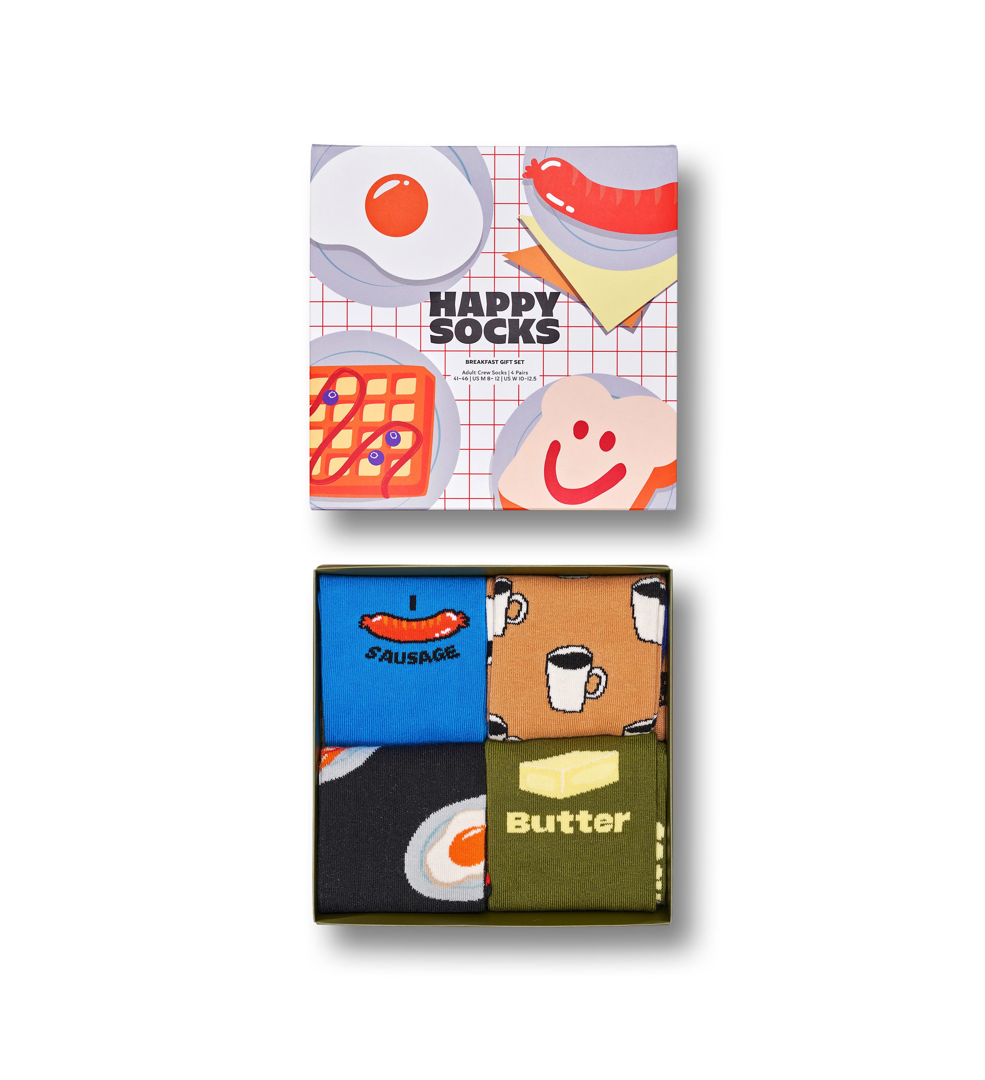 Happy Socks Lange sokken met leuke ontbijt-motieven (Set van 4)