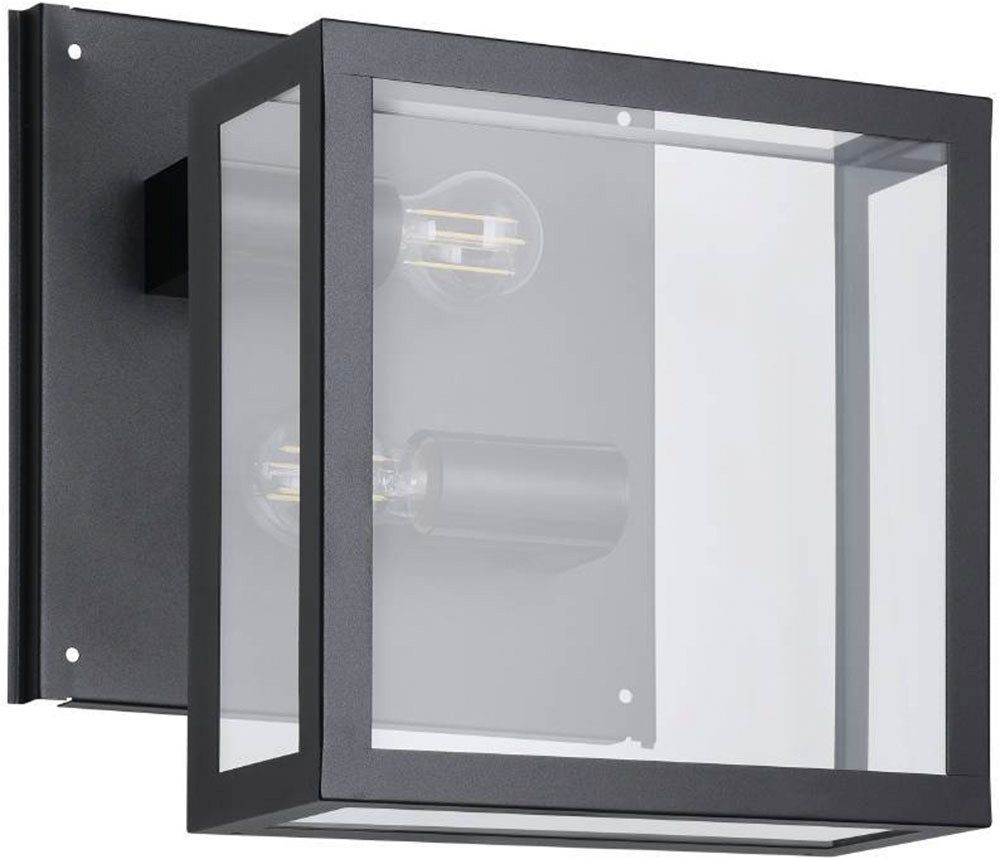 EGLO Plafondlamp voor buiten ALAMONTE 1 Wandlamp buiten, L29 x H29 x B13 cm, rustiek, E27, IP44, max. 60W