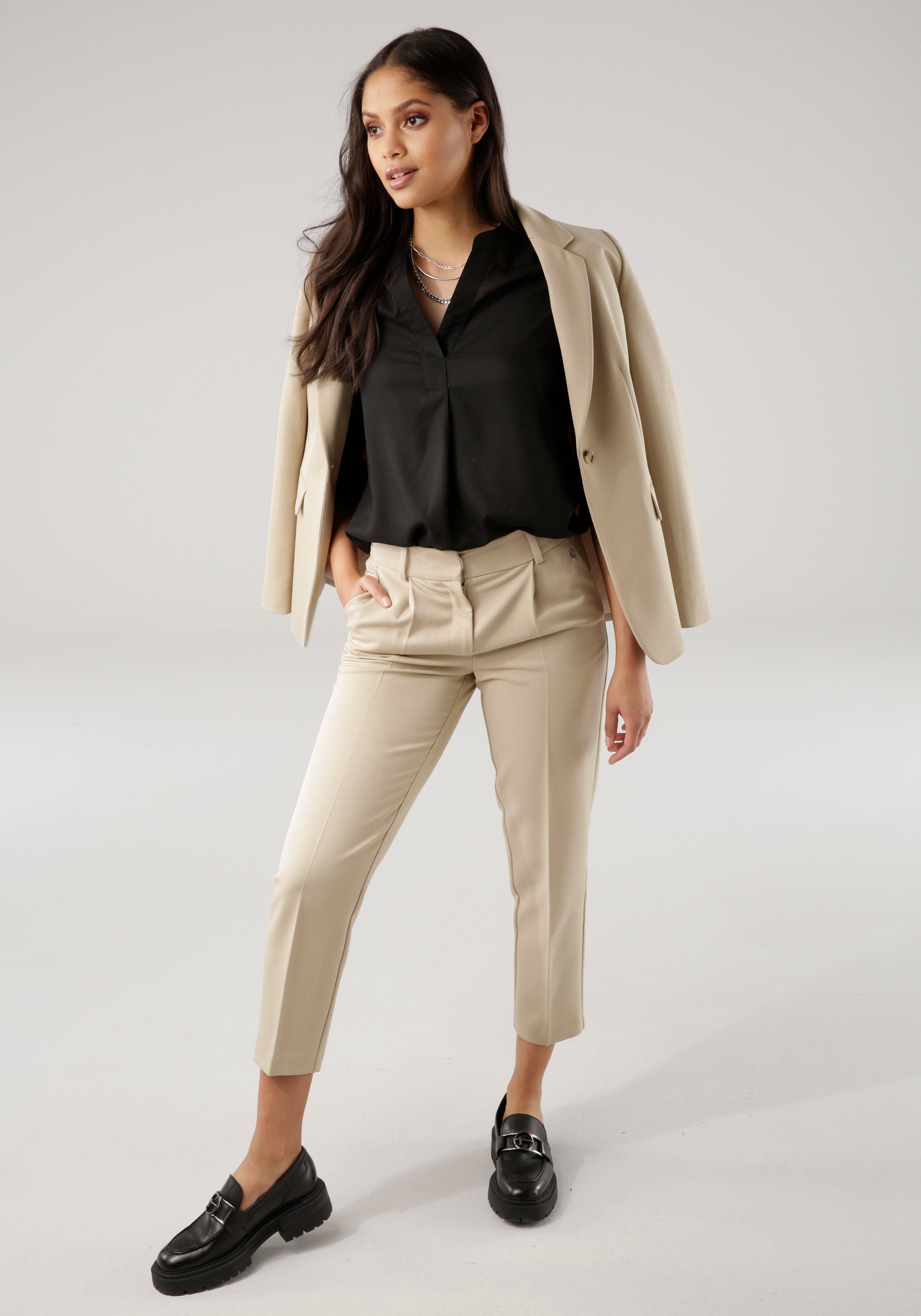 Tamaris Blouse zonder sluiting met opgerolde mouwen