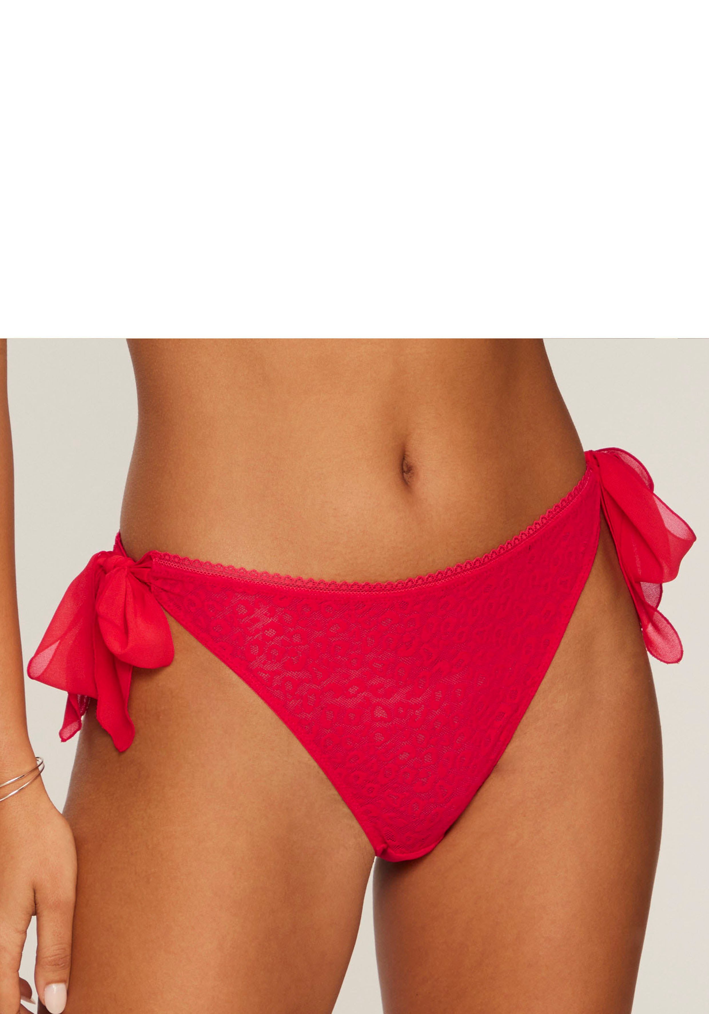Vivance String ANNA van licht transparant mesh in trendy leoprint, sexy lingerie dames strings maat 36/38 rood