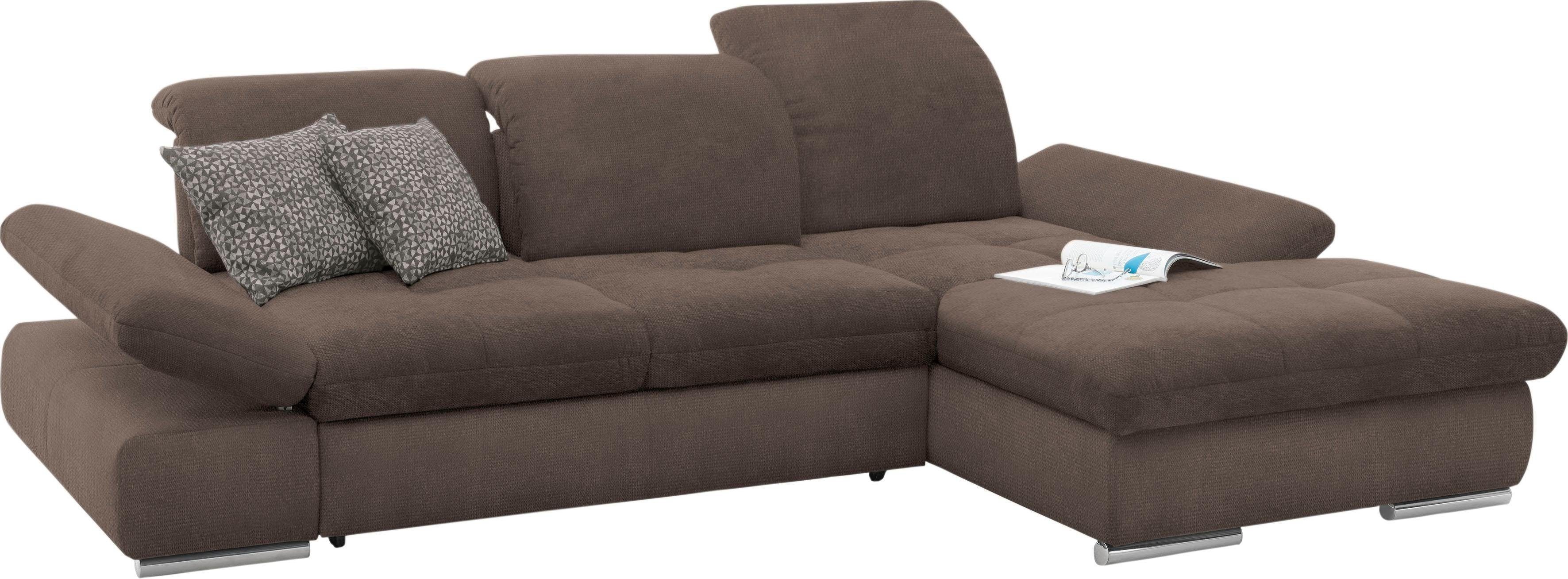 set one by Musterring Hoekbank SO4100 V met verstelbare hoofdeinden, optioneel met functies, cord bekleding