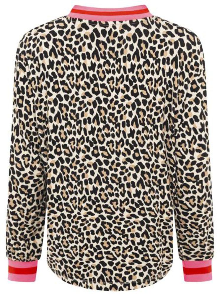 Zwillingsherz Shirt Luipaard V-hals, dierenprint, sportieve manchetten