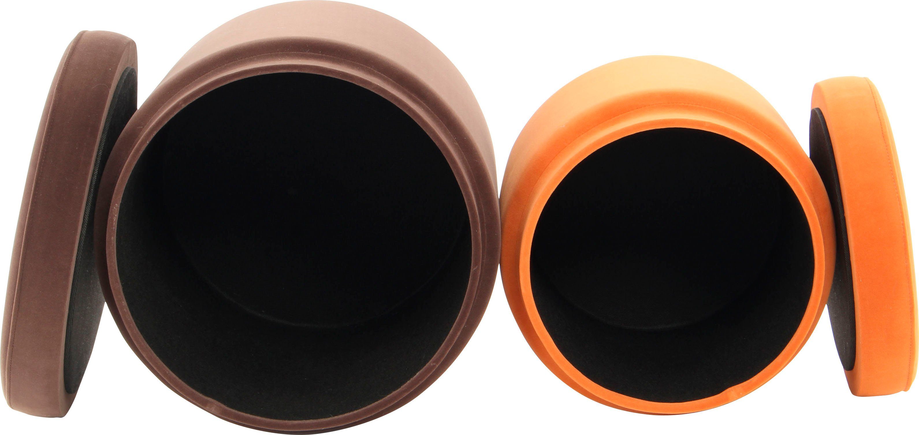 Kayoom Hocker met bergruimte Kruk Zora 225 2-delige set, fluweelzachte stof bekleding, ronde elegante vorm (set, 2 stuks)