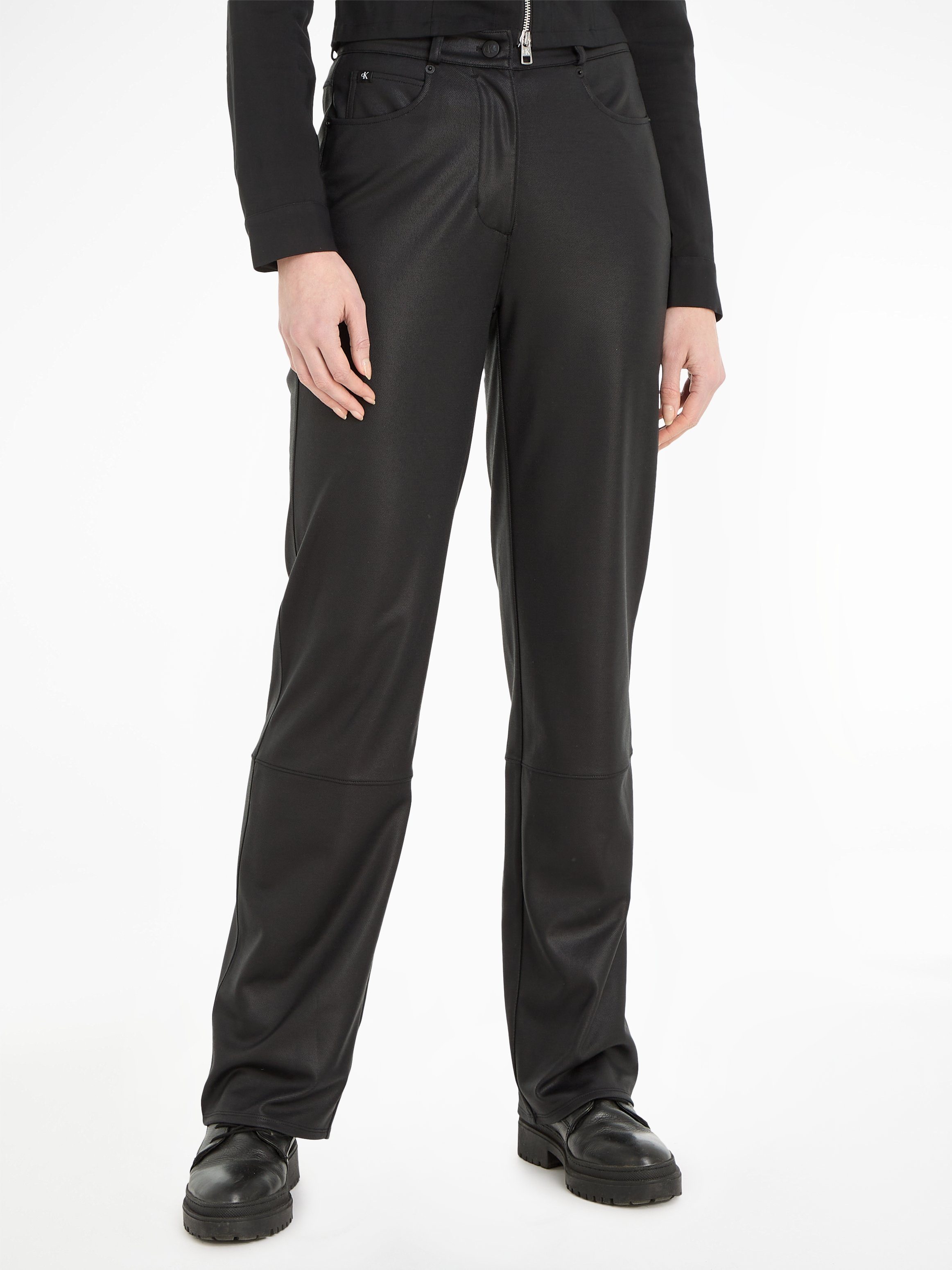 Calvin Klein Imitatieleren broek COATED MILANO HR STRAIGHT