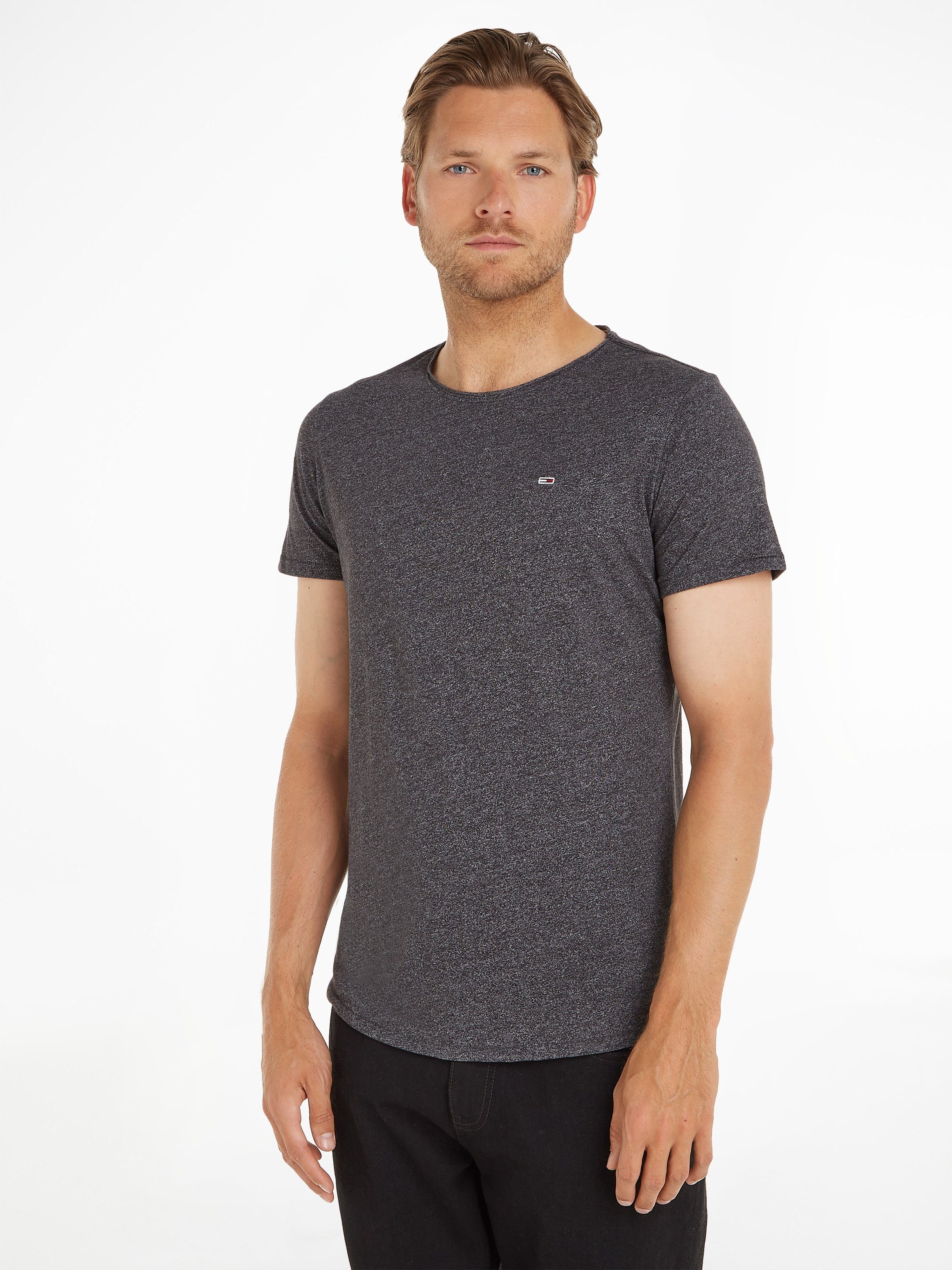 TOMMY JEANS T-shirt TJM SLIM JASPE C NECK Classics slim fit met merklabel heren t-shirts maat XXL (56) zwart