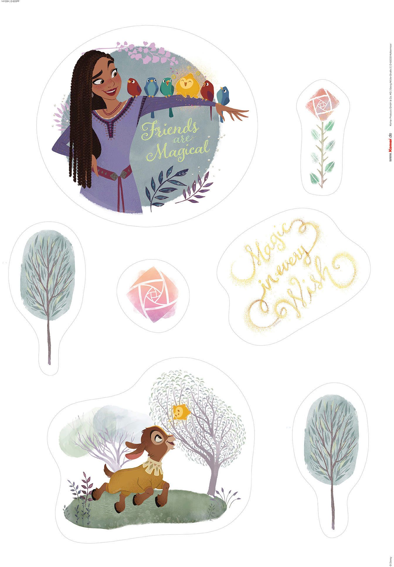 Komar Wandfolie Magic in every Wish - afm. 50 x 70 cm zelfklevend, wandstickers, kinderkamer (7-delig)