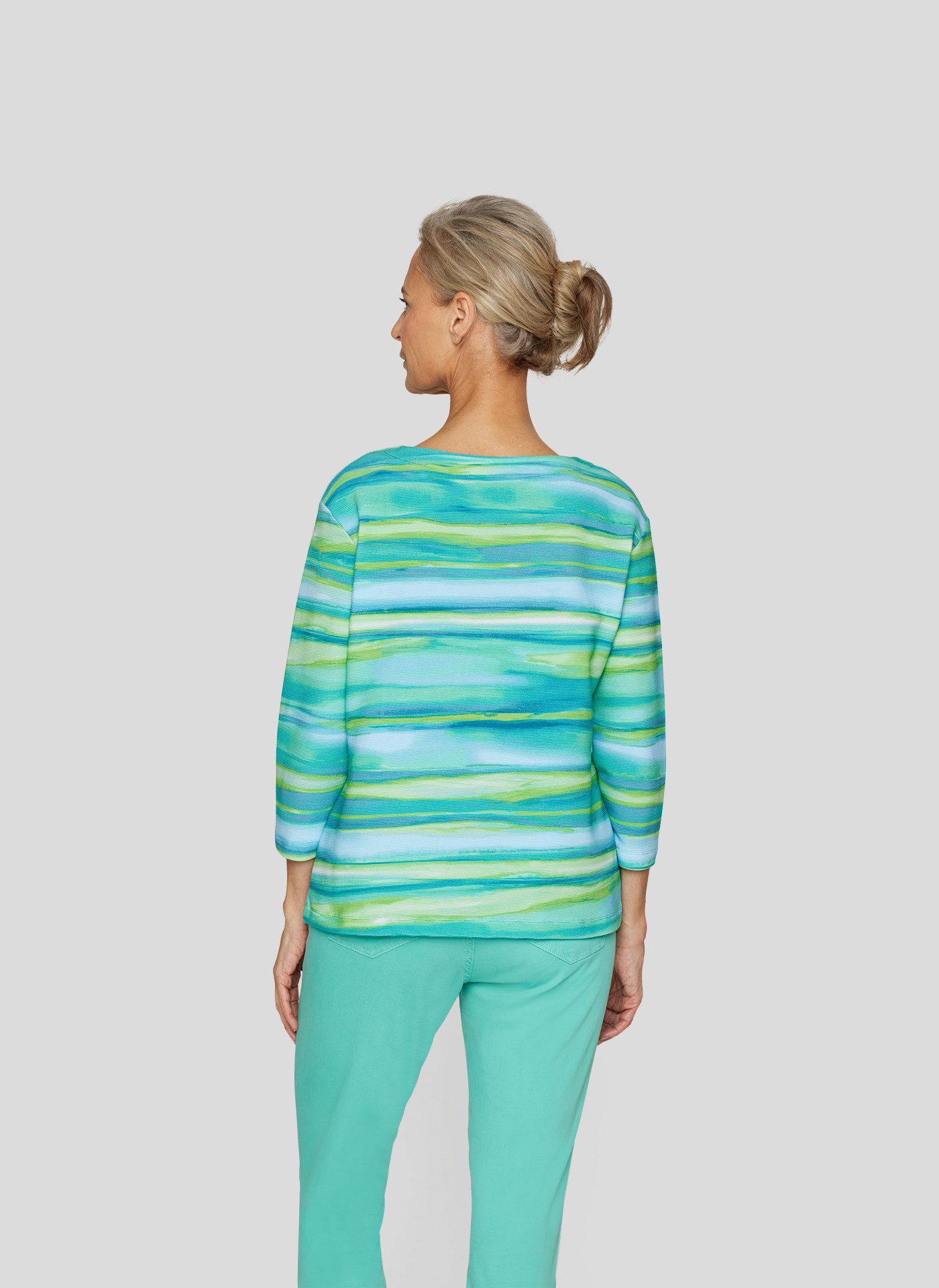 Rabe Shirt met 3/4 mouwen in gestreepte aquarel-look