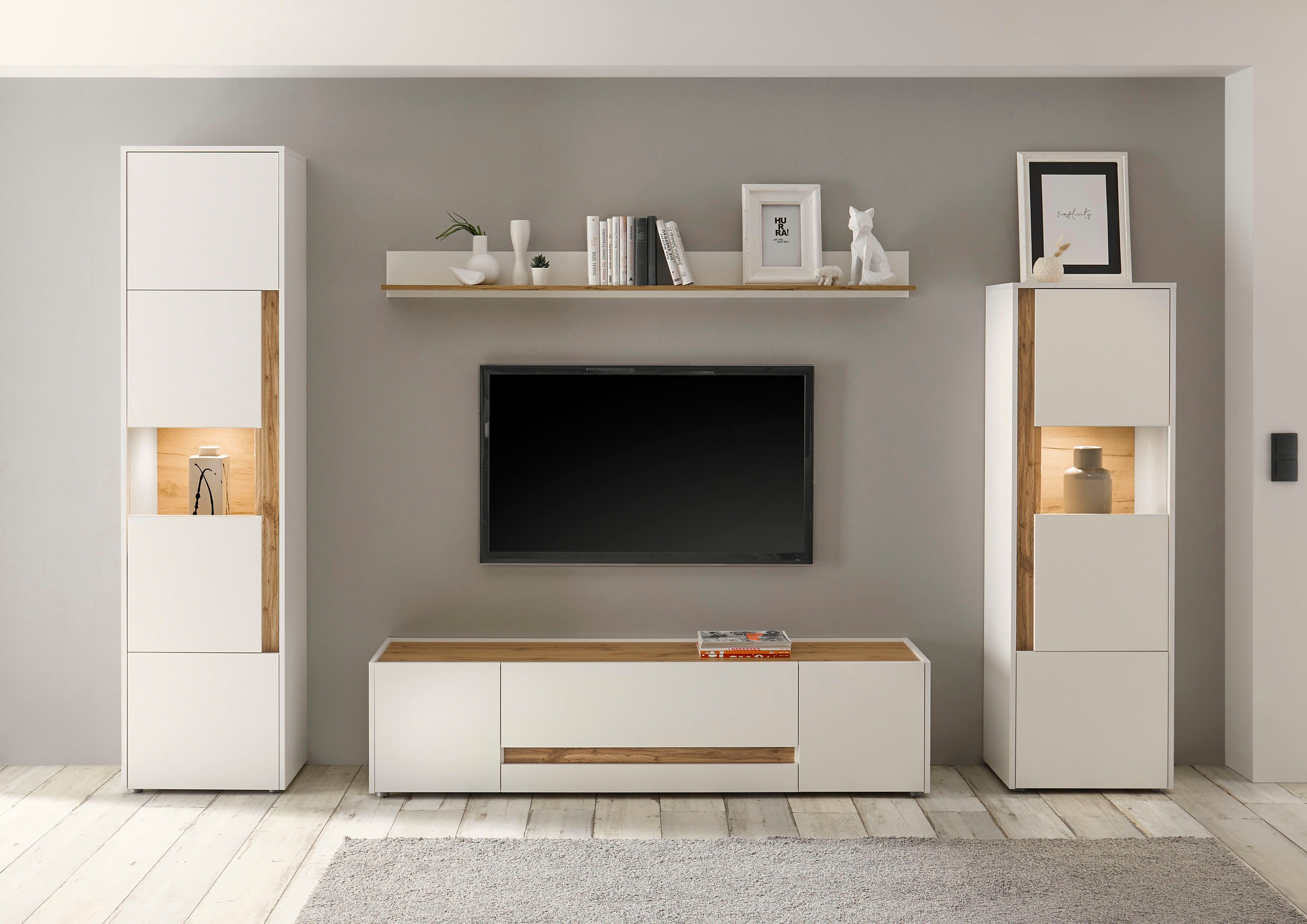 INOSIGN Wandmeubel City/Giron Breedte ca. 310 cm (set, 4-delig) tv-wandmeubels wit