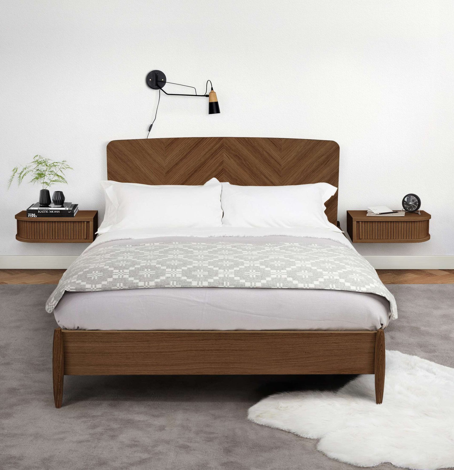 Woodman Nachtkastje Farsta in 3 kleuren, met tambour schuifdeuren, met eikenhout gefineerd