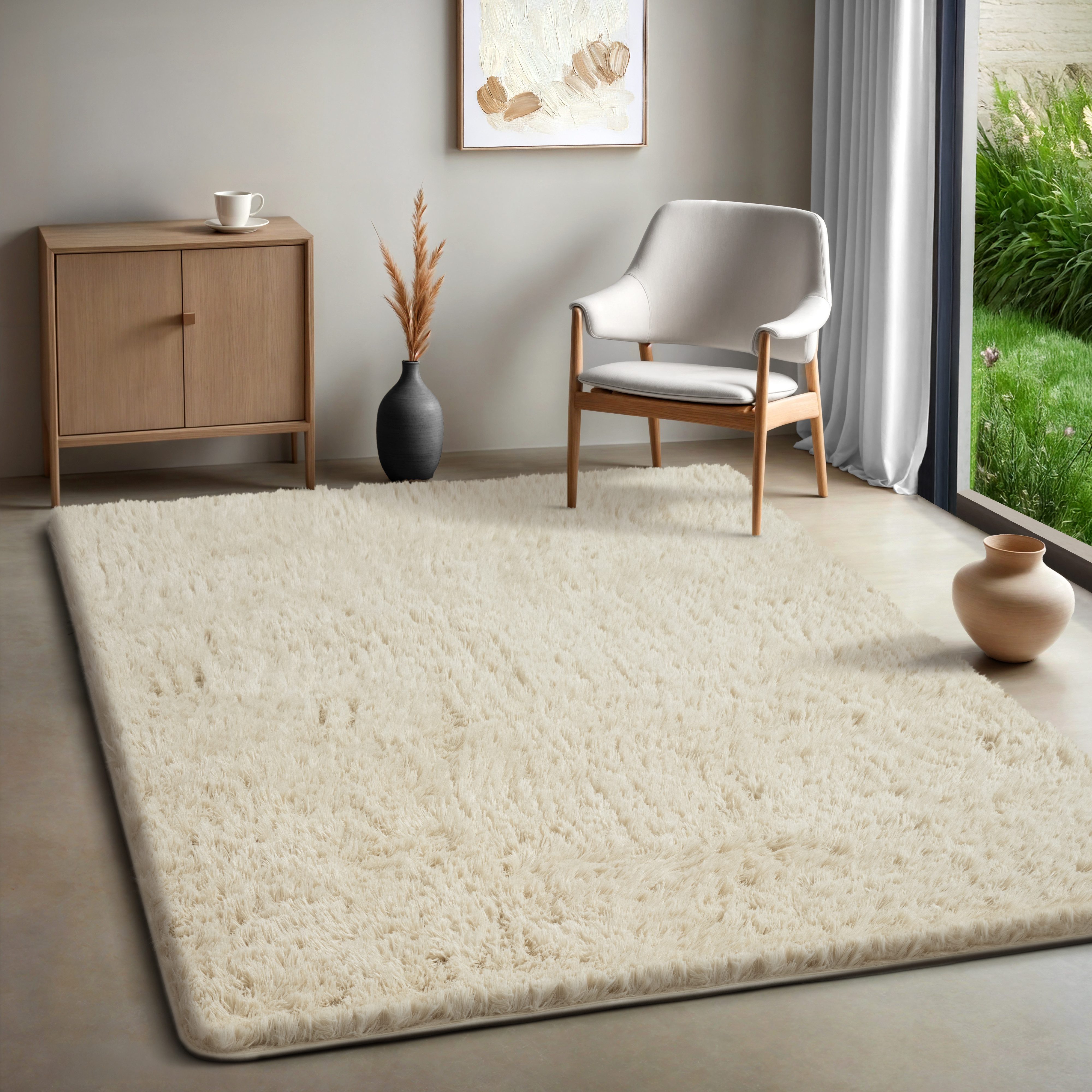 merinos Vloerkleed Fluffy Shaggy Fluffy hoogpolig tapijt, woonkamer, antislip onderkant
