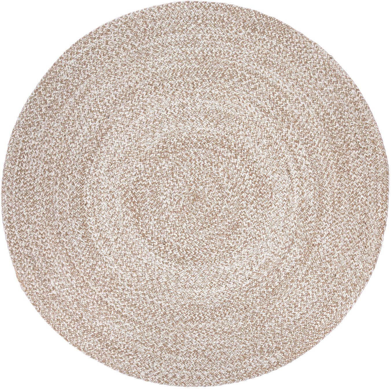 Paco Home Vloerkleed Viborg 595 Jute, modern, boho, met de hand gemaakt vloerkleed van natuurmateriaal moderne vloerkleden maat Ø 100 cm x 13 mm
