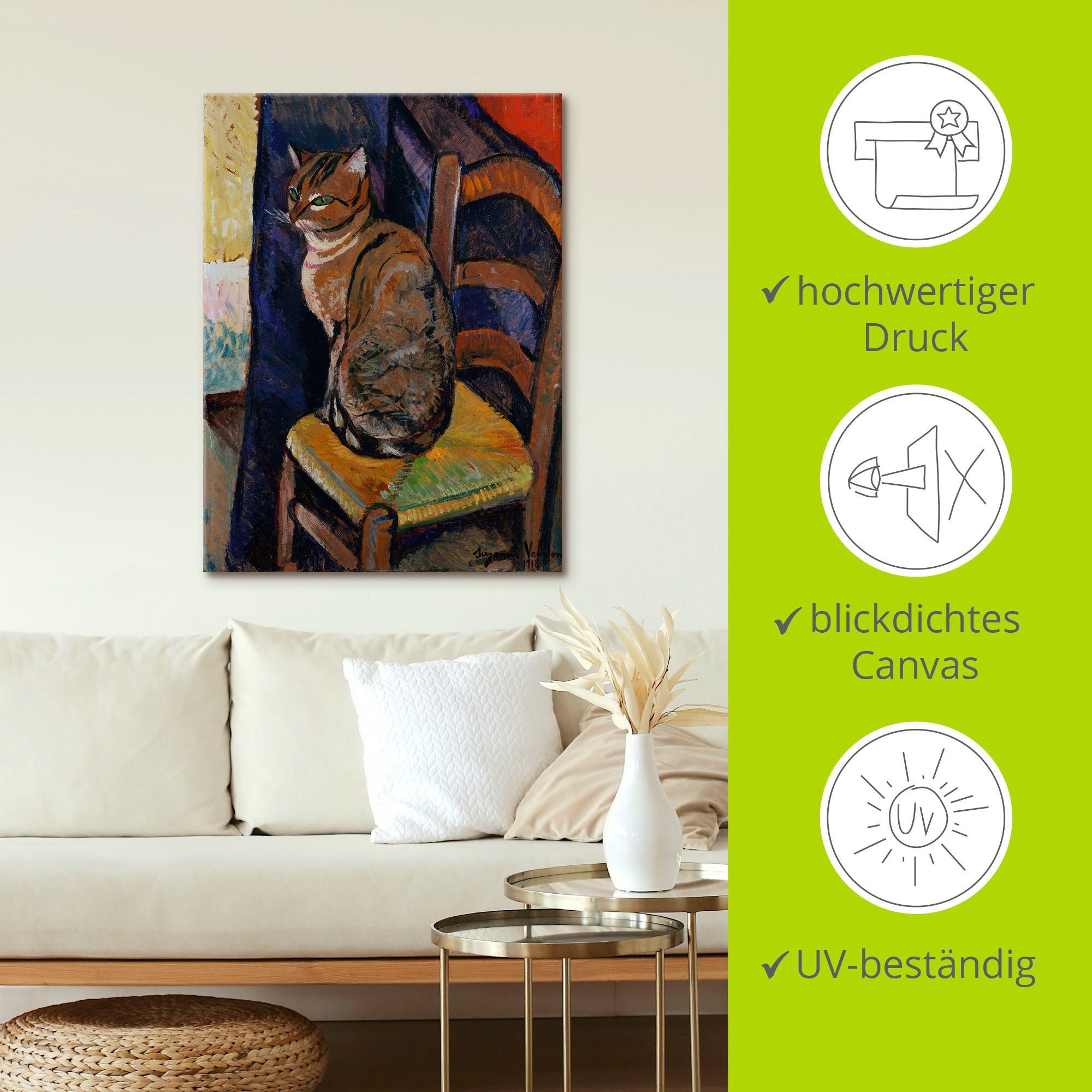 Artland Artprint Tekening stoel zittende kat. als artprint op linnen, poster, muursticker in verschillende maten