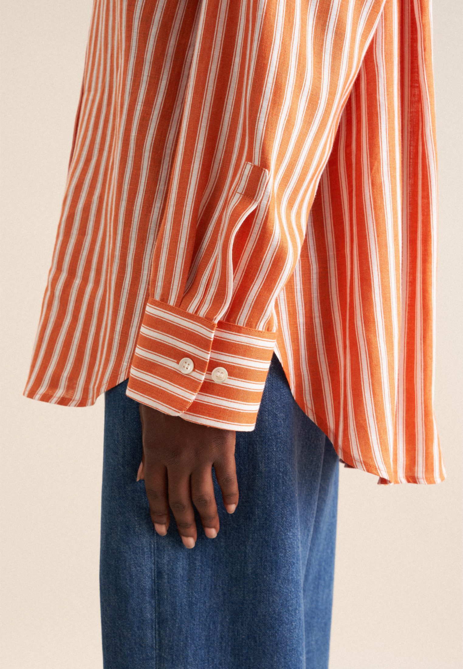 seidensticker Lange blouse Zwarte roos Lange mouwen kraag strepen