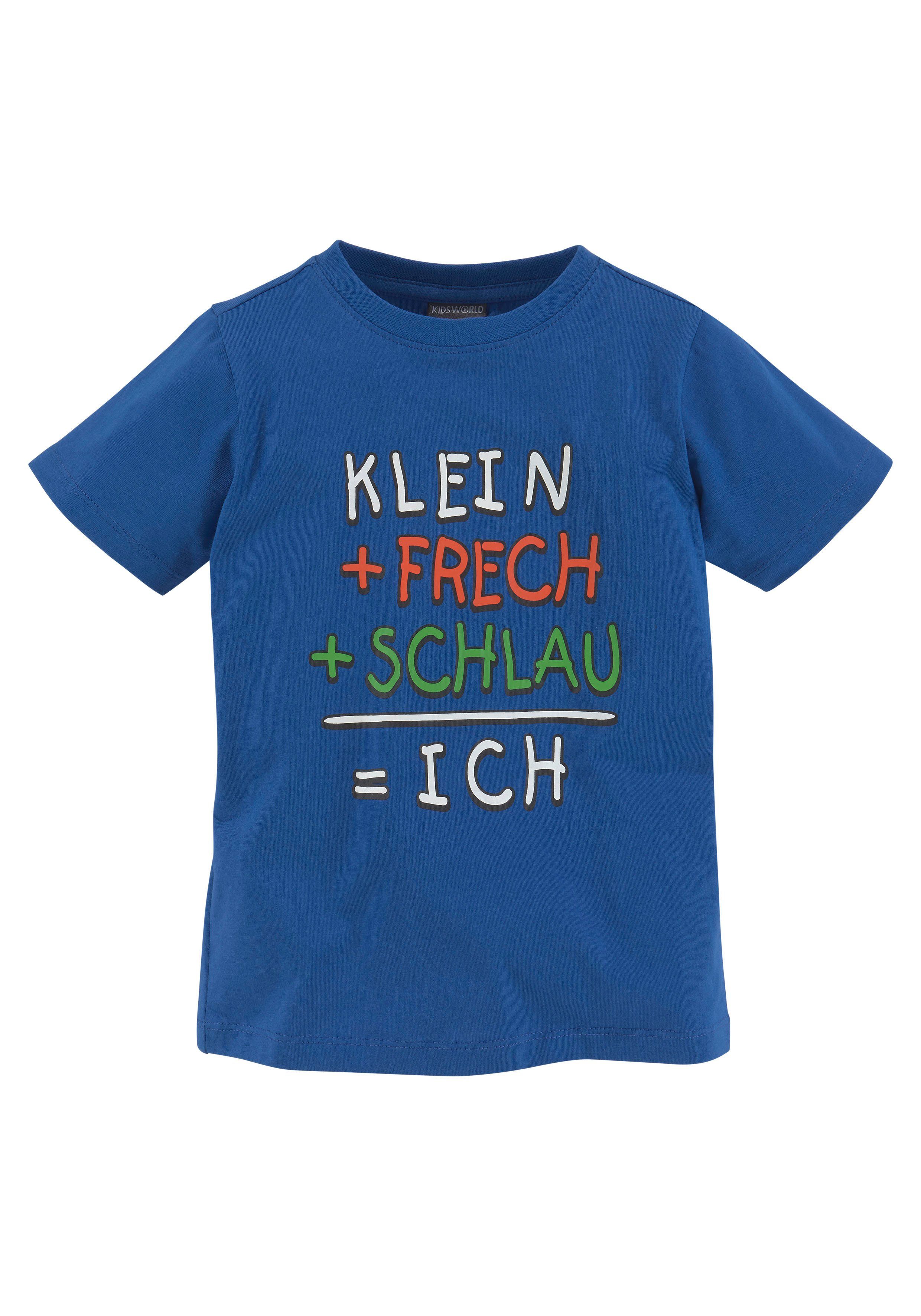 KIDSWORLD T-shirt KLEIN+FRECH+SCHLAU... Korte mouwen, basic pasvorm, bedrukt, ronde hals