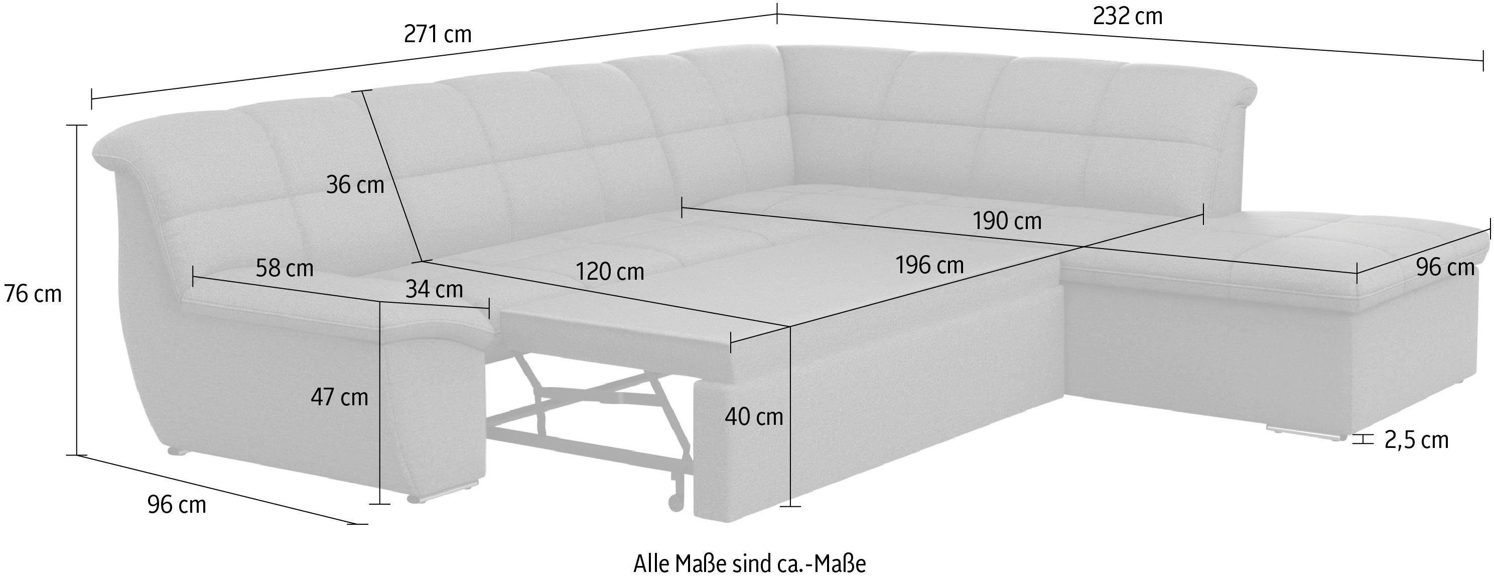 DOMO collection Hoekbank Splash, actuele zit- en rugsteppingen, materiaalmix, L-vorm