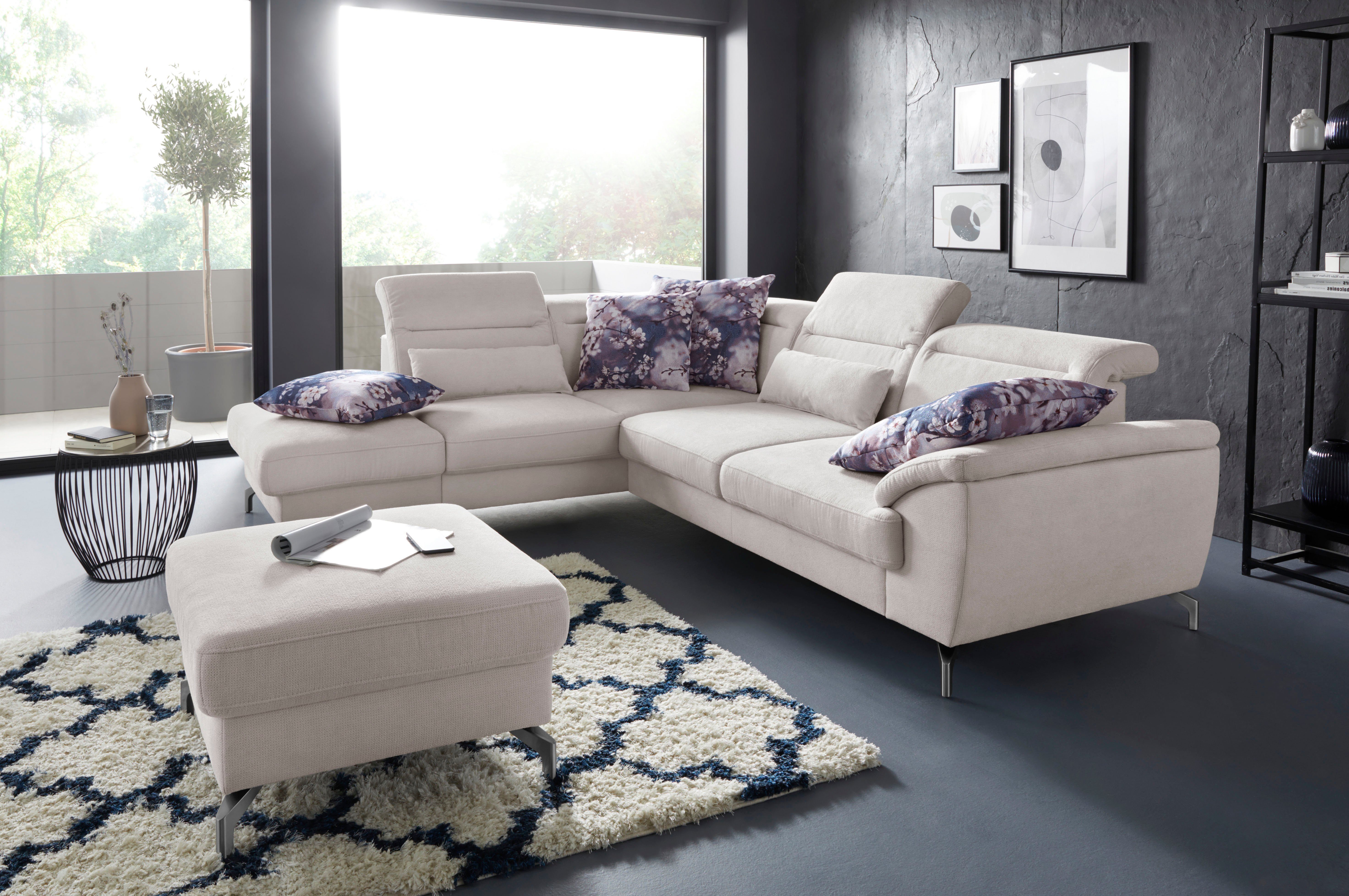 Sit&more Hoekbank Percy L-vorm 12 cm poothoogte, zitdiepteverstelling, naar keuze in 2 pootkleuren
