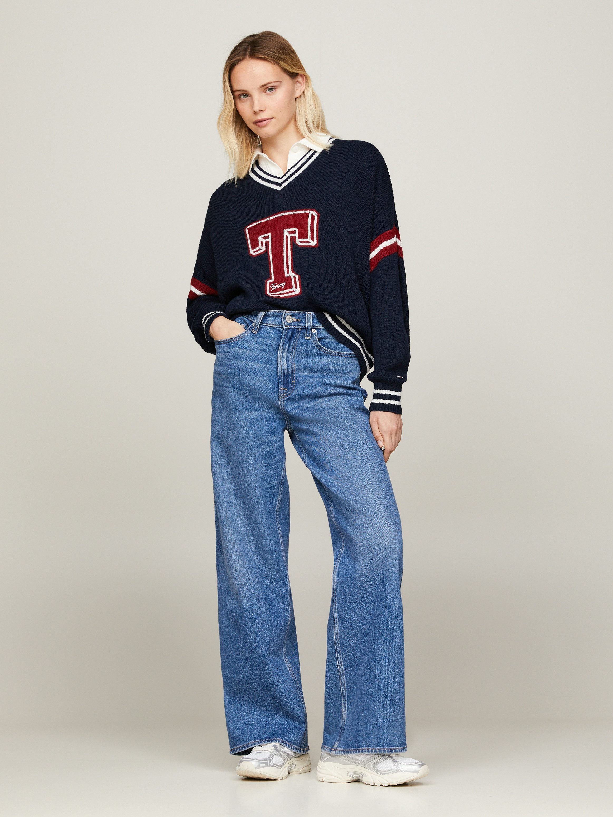 TOMMY JEANS Gebreide trui TJW LETTERMAN SWEATER met geborduurde -vlag